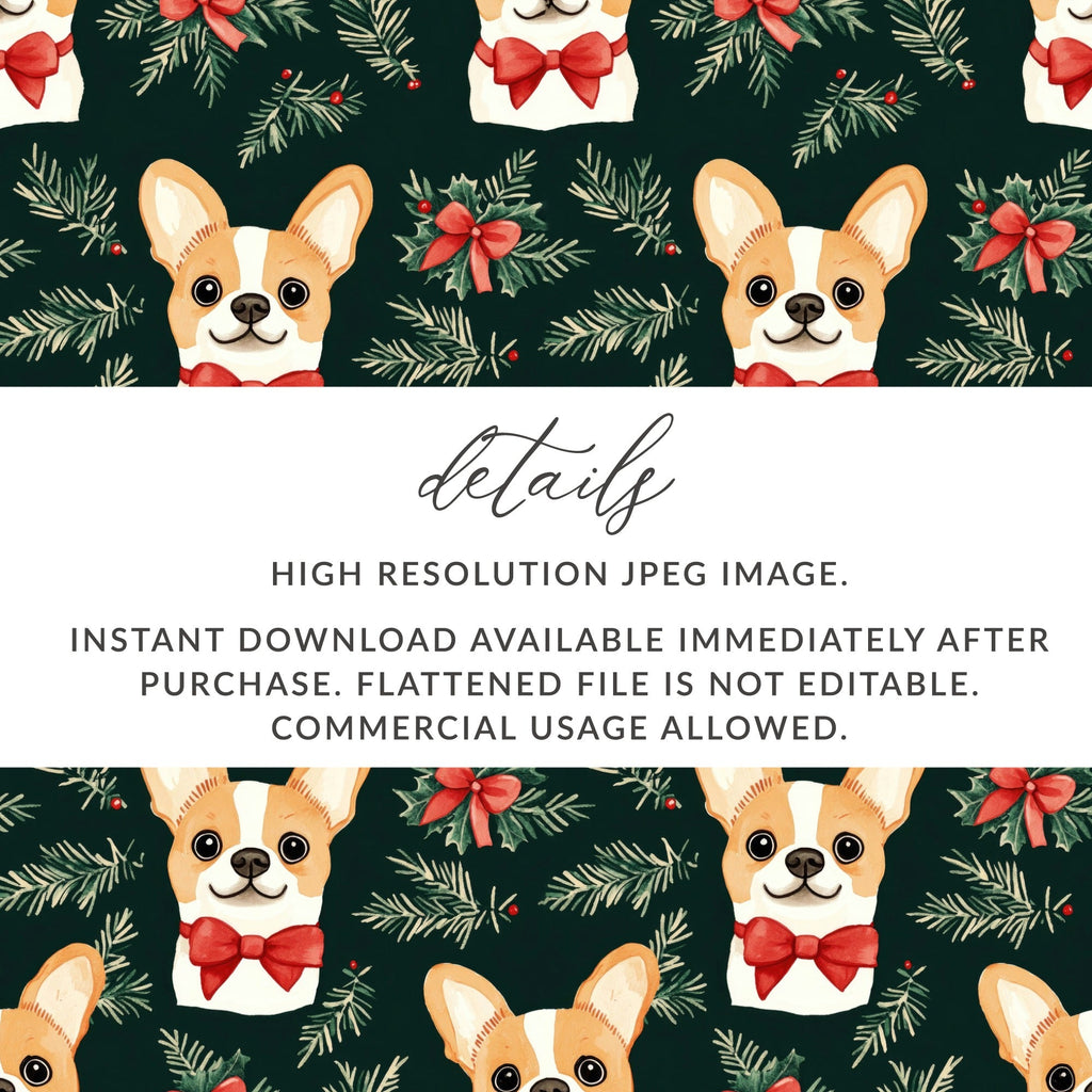 Corgi Dog Christmas Digital Paper, Cute Puppy Pattern, Holiday Green Background, Winter Pet Design, Festive Digital Download - Moore and Mountain