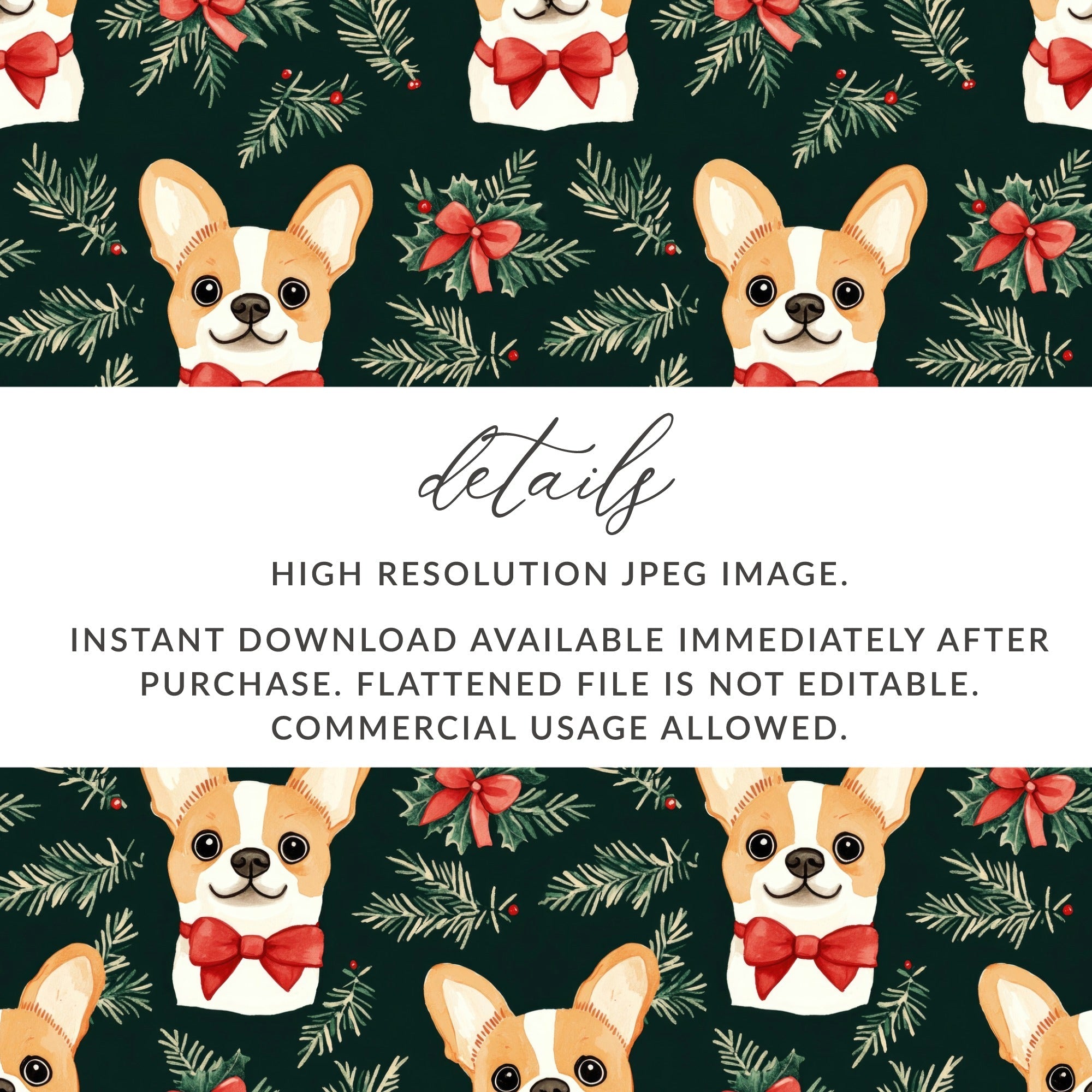 Corgi Dog Christmas Digital Paper, Cute Puppy Pattern, Holiday Green Background, Winter Pet Design, Festive Digital Download - Moore and Mountain