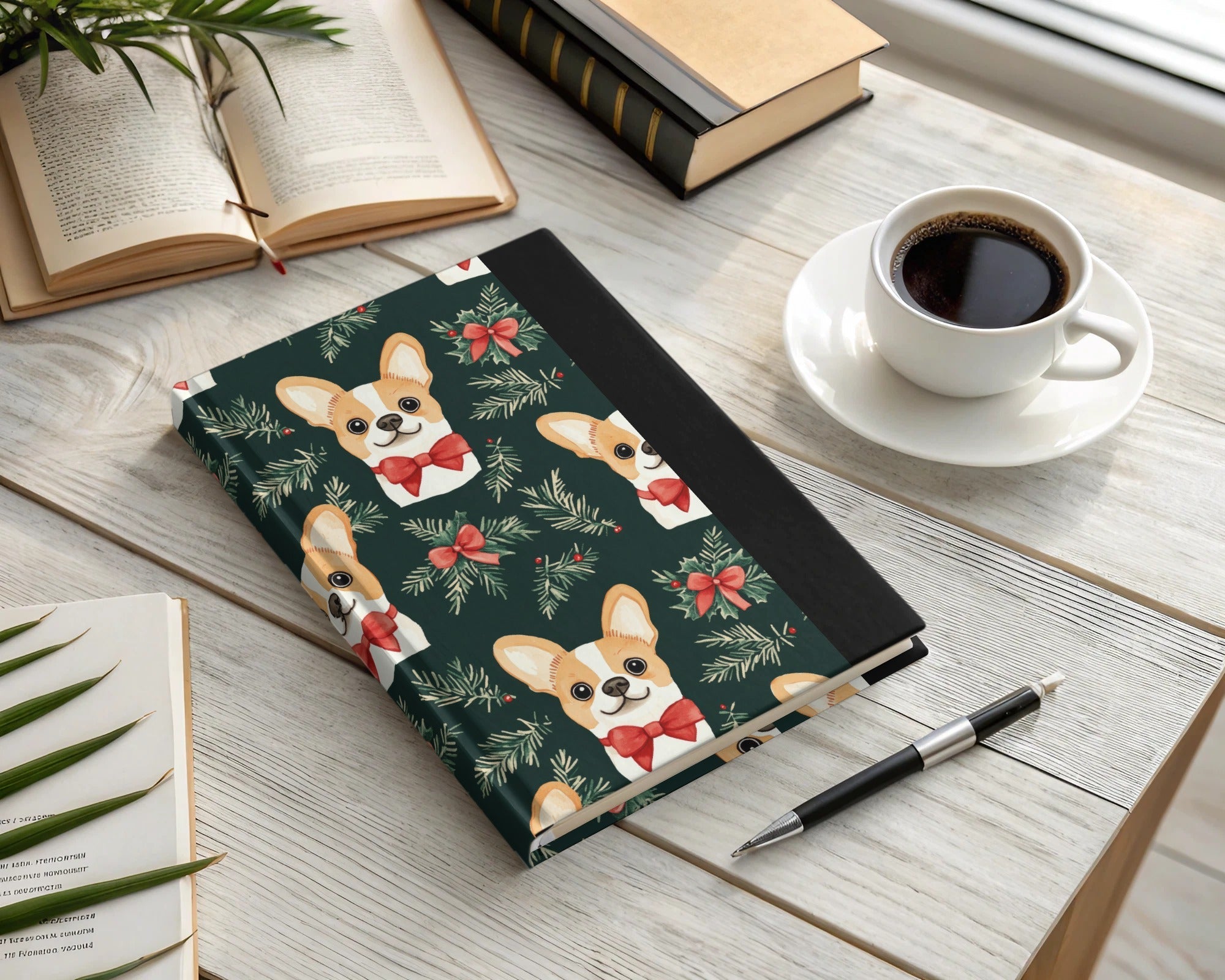 Corgi Dog Christmas Digital Paper, Cute Puppy Pattern, Holiday Green Background, Winter Pet Design, Festive Digital Download - Moore and Mountain