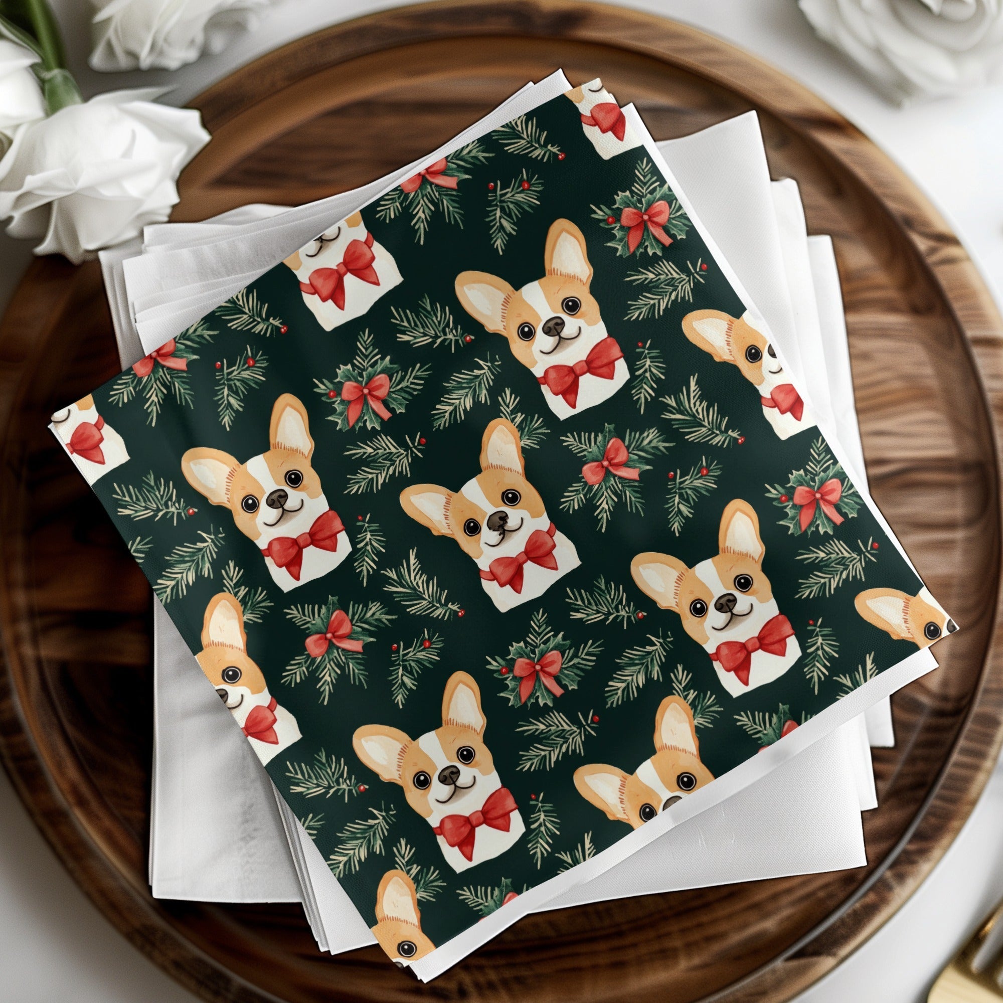 Corgi Dog Christmas Digital Paper, Cute Puppy Pattern, Holiday Green Background, Winter Pet Design, Festive Digital Download - Moore and Mountain