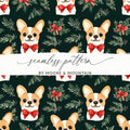 Corgi Dog Christmas Digital Paper, Cute Puppy Pattern, Holiday Green Background, Winter Pet Design, Festive Digital Download - Moore and Mountain