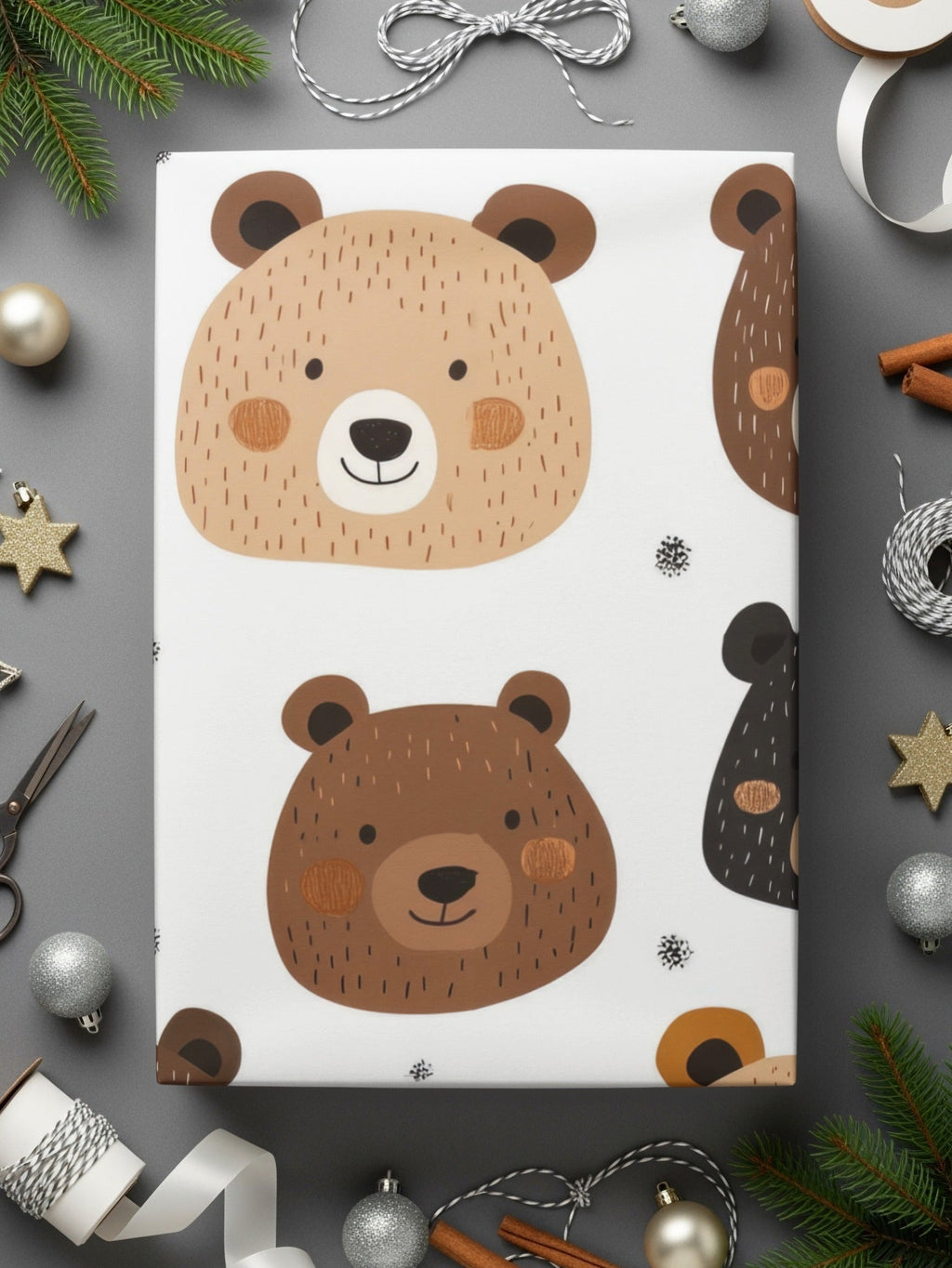 Cute Bear Faces Digital Paper, Seamless Bear Pattern, Nursery Decor Background, Animal Pattern Digital, Scrapbooking Paper, Digital Download - Moore and Mountain