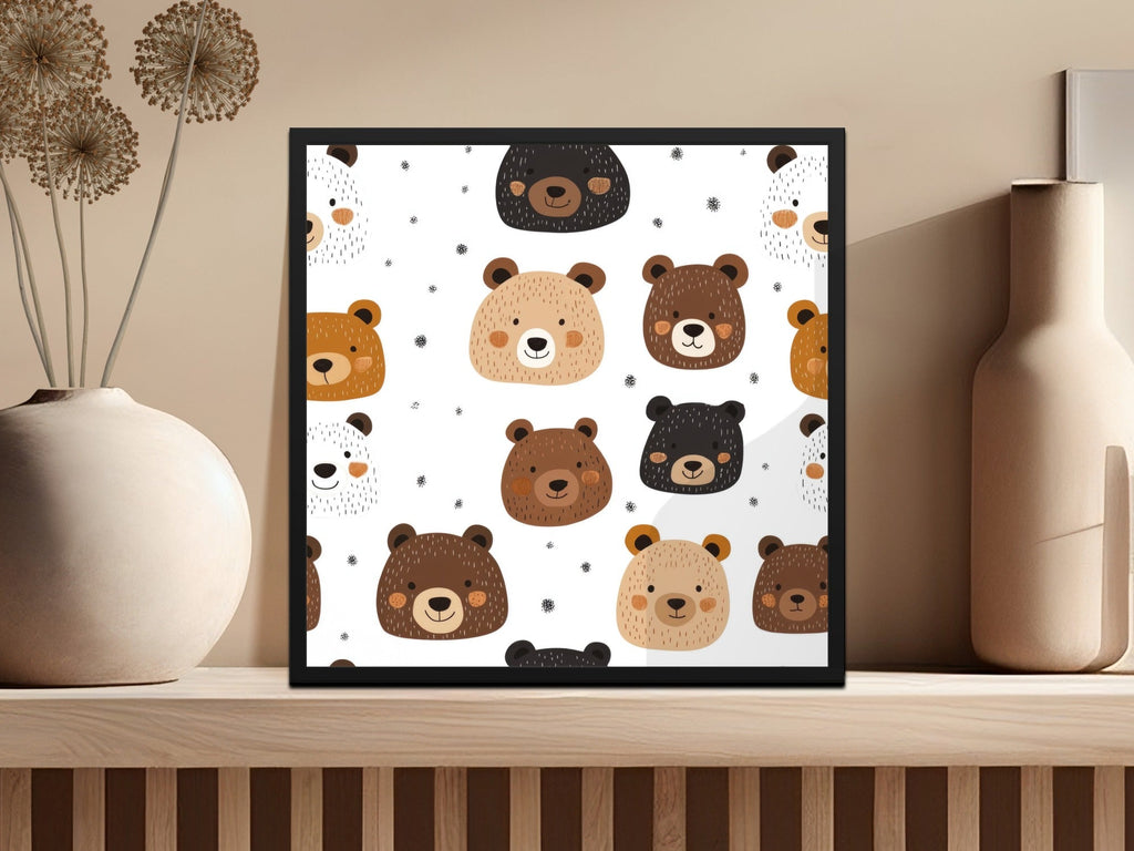 Cute Bear Faces Digital Paper, Seamless Bear Pattern, Nursery Decor Background, Animal Pattern Digital, Scrapbooking Paper, Digital Download - Moore and Mountain