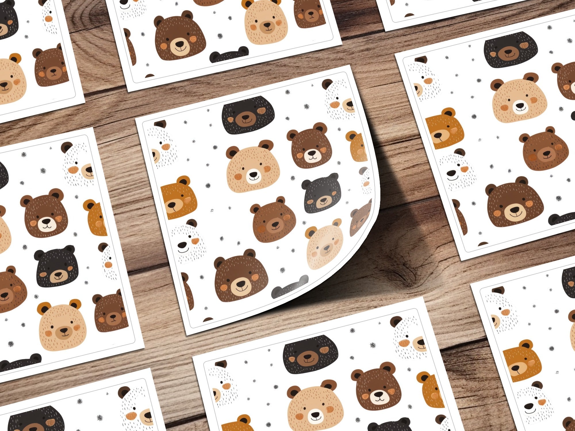 Cute Bear Faces Digital Paper, Seamless Bear Pattern, Nursery Decor Background, Animal Pattern Digital, Scrapbooking Paper, Digital Download - Moore and Mountain