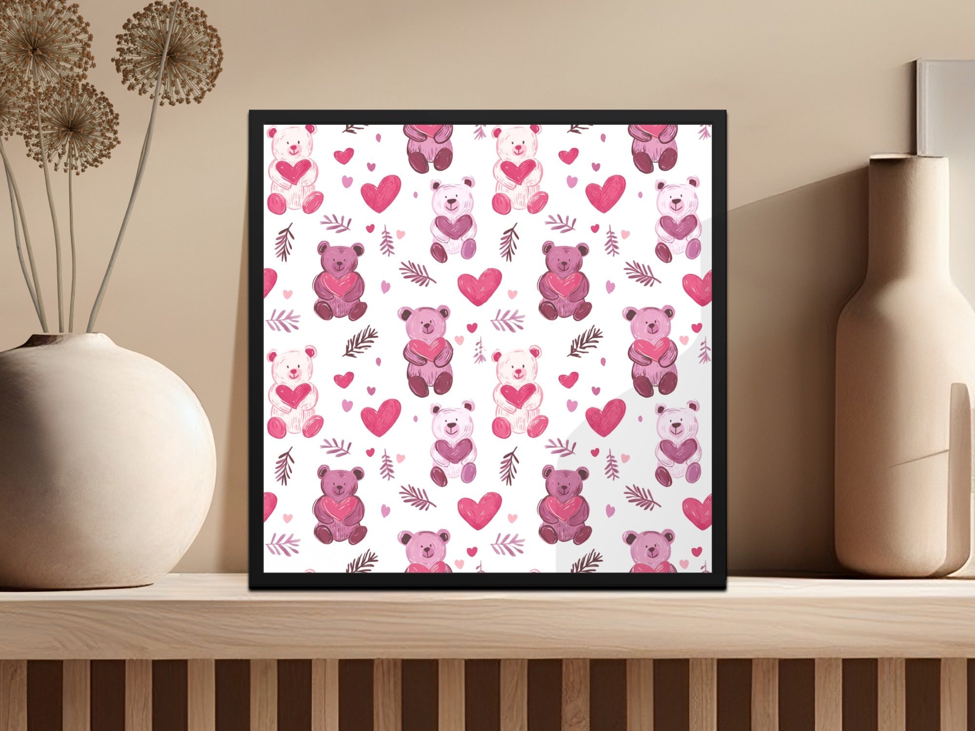 Cute Bear Hearts Seamless Pattern Sweet Love Digital - Moore and Mountain