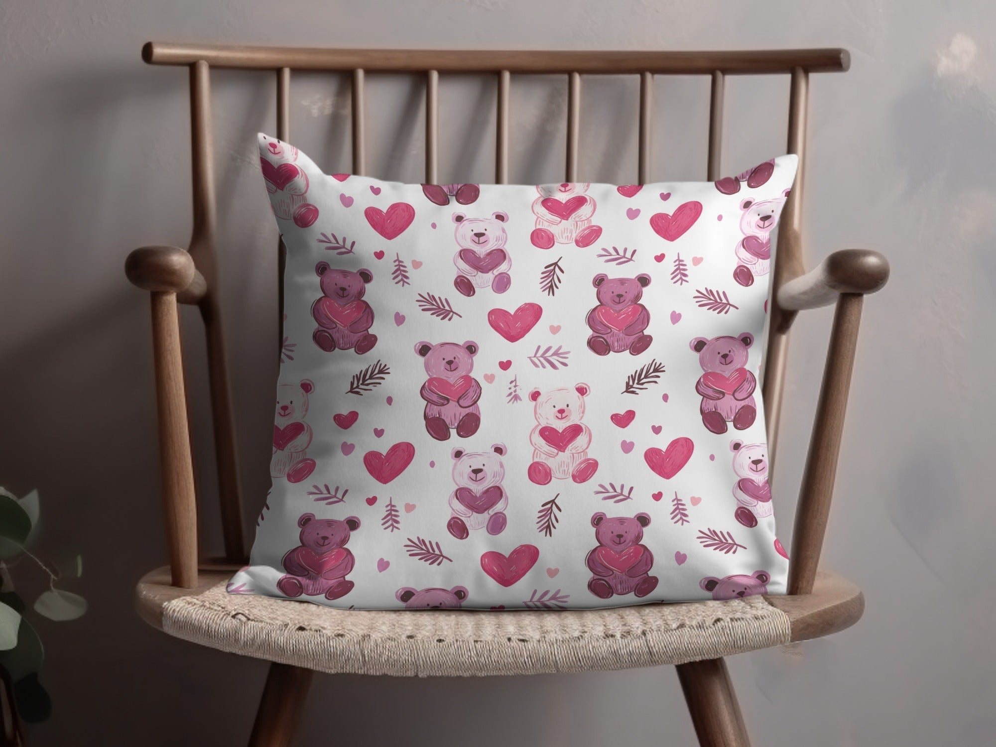 Cute Bear Hearts Seamless Pattern Sweet Love Digital - Moore and Mountain