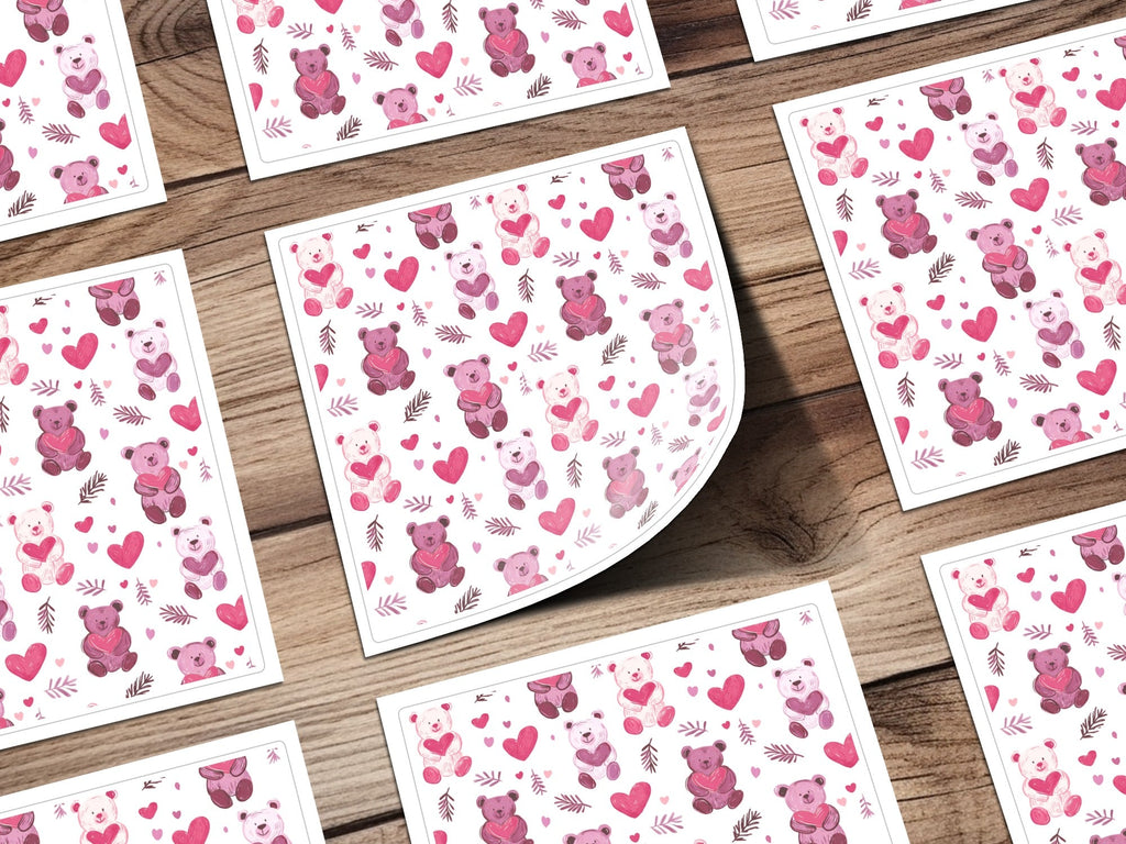Cute Bear Hearts Seamless Pattern Sweet Love Digital - Moore and Mountain