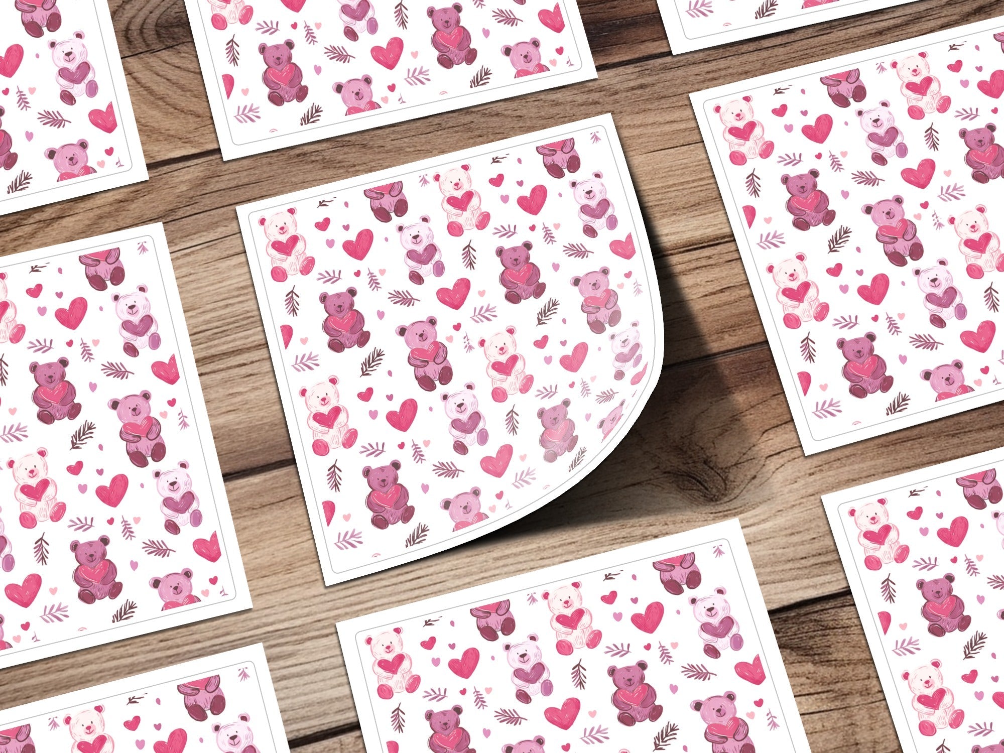 Cute Bear Hearts Seamless Pattern Sweet Love Digital - Moore and Mountain