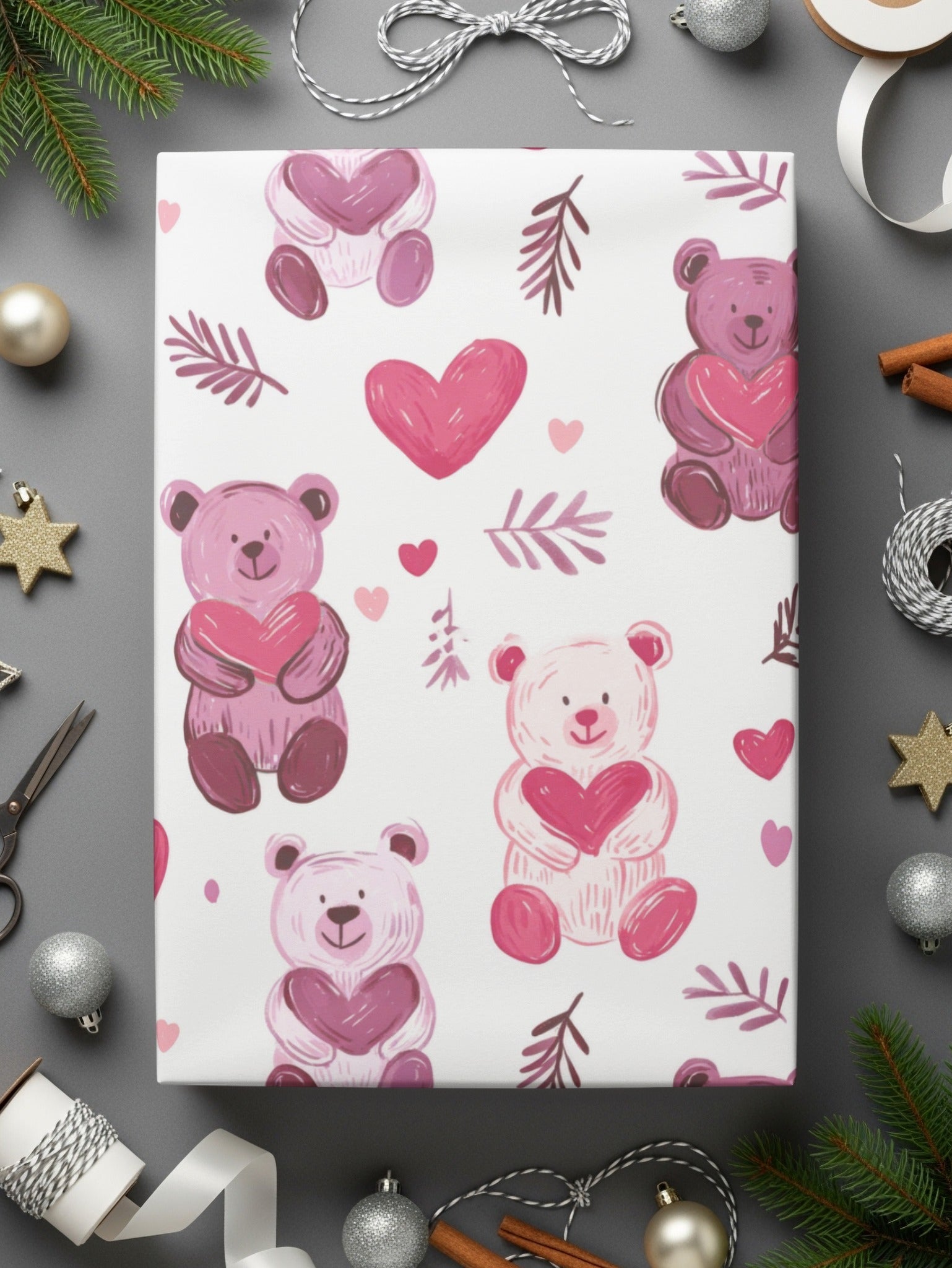 Cute Bear Hearts Seamless Pattern Sweet Love Digital - Moore and Mountain