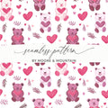 Cute Bear Hearts Seamless Pattern Sweet Love Digital - Moore and Mountain