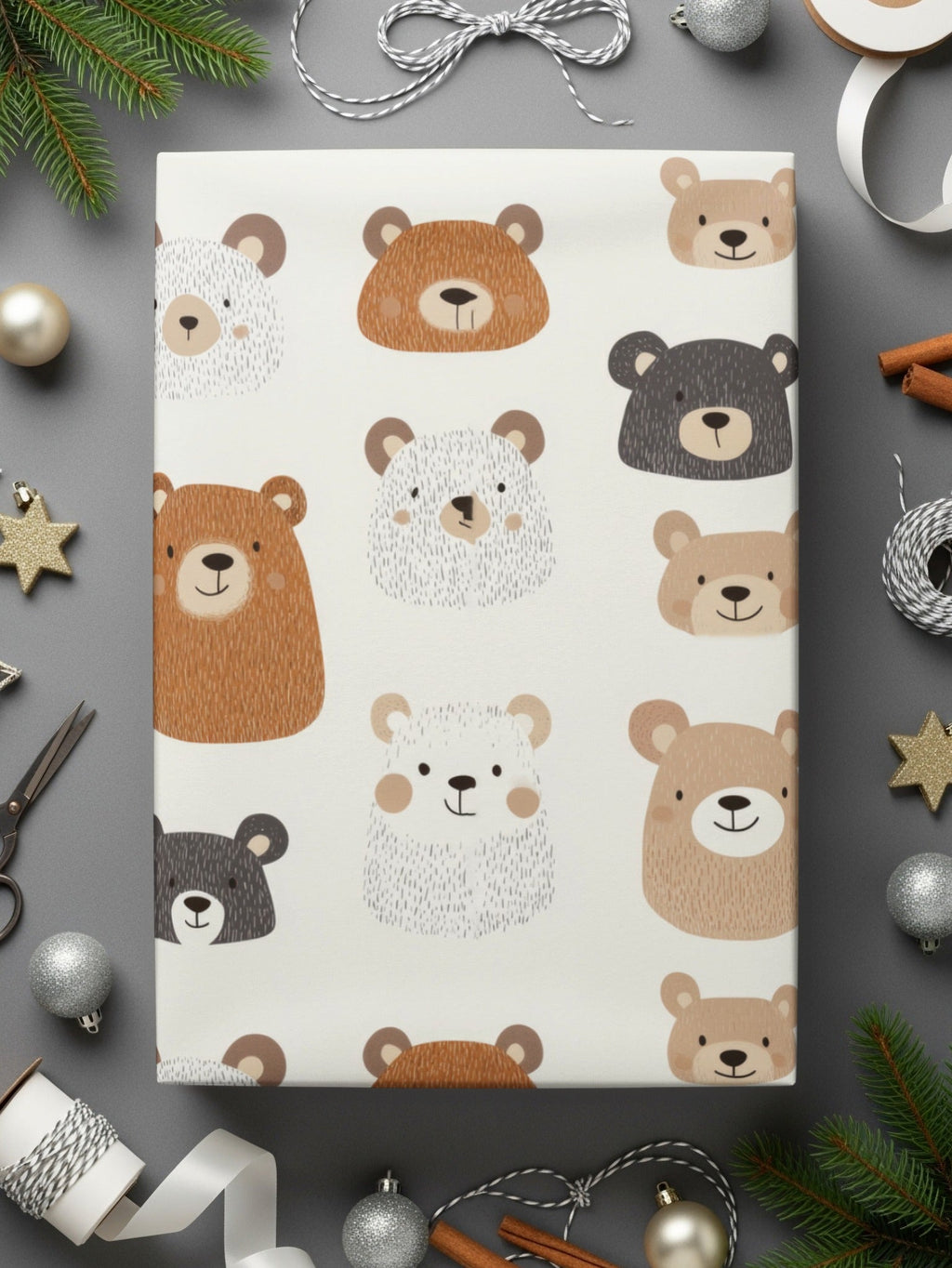 Cute Bear Seamless Pattern Digital Paper, Nursery Animal Pattern, Kids Fabric Design, 12x12 JPEG Files, Repeating Pattern Digital - Moore and Mountain