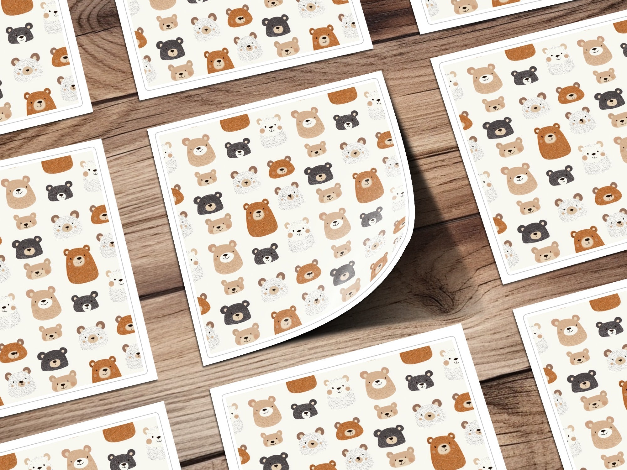 Cute Bear Seamless Pattern Digital Paper, Nursery Animal Pattern, Kids Fabric Design, 12x12 JPEG Files, Repeating Pattern Digital - Moore and Mountain