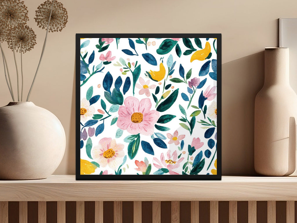 Cute Light Pink Daisy Floral Field Pattern JPEG Seamless Spring Watercolor Flower Background - Moore and Mountain