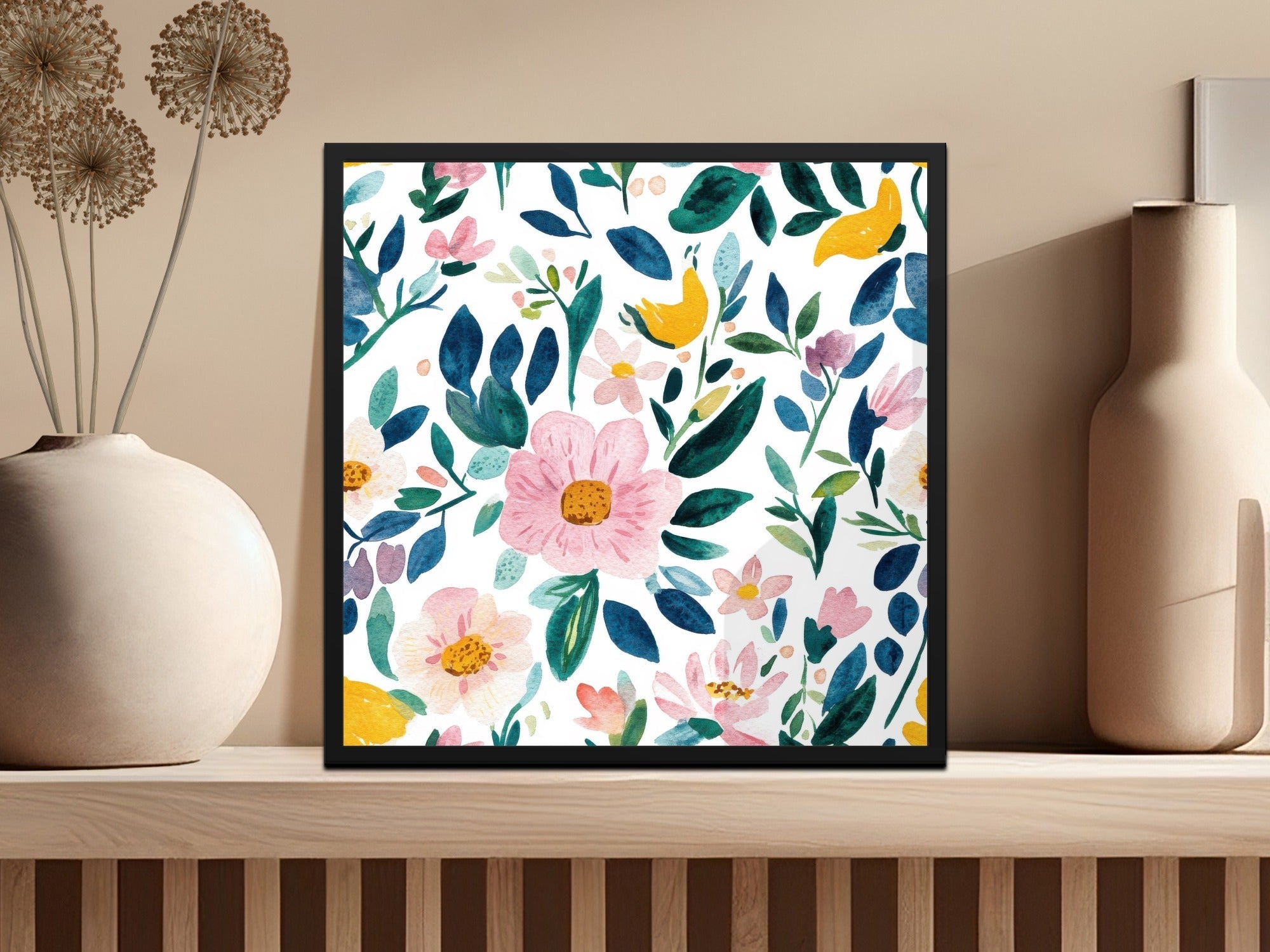 Cute Light Pink Daisy Floral Field Pattern JPEG Seamless Spring Watercolor Flower Background - Moore and Mountain