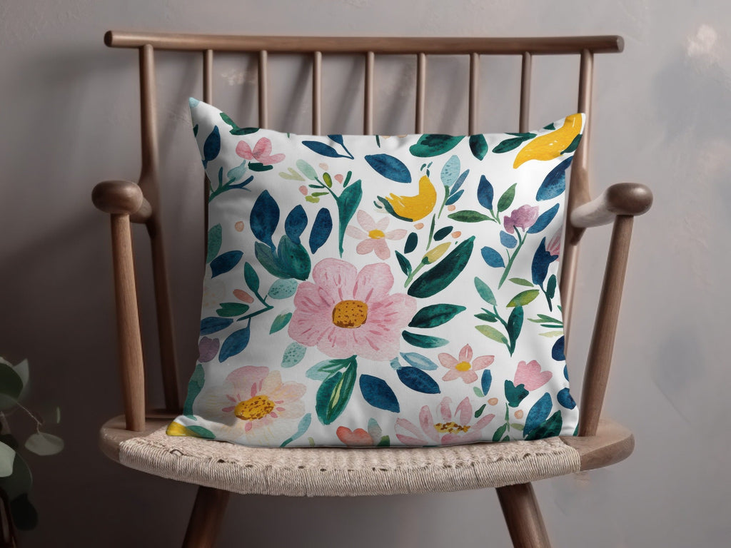 Cute Light Pink Daisy Floral Field Pattern JPEG Seamless Spring Watercolor Flower Background - Moore and Mountain