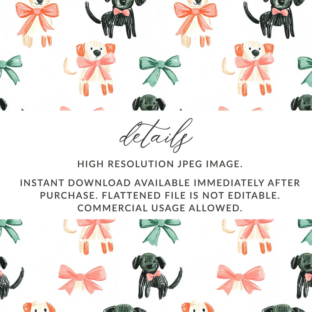 Cute Puppies with Bows and Ribbons Pattern Holiday Digital - Moore and Mountain