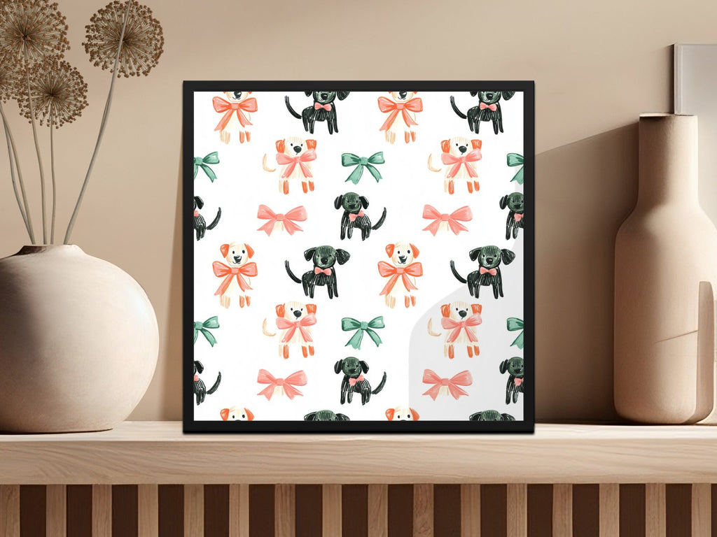 Cute Puppies with Bows and Ribbons Pattern Holiday Digital - Moore and Mountain
