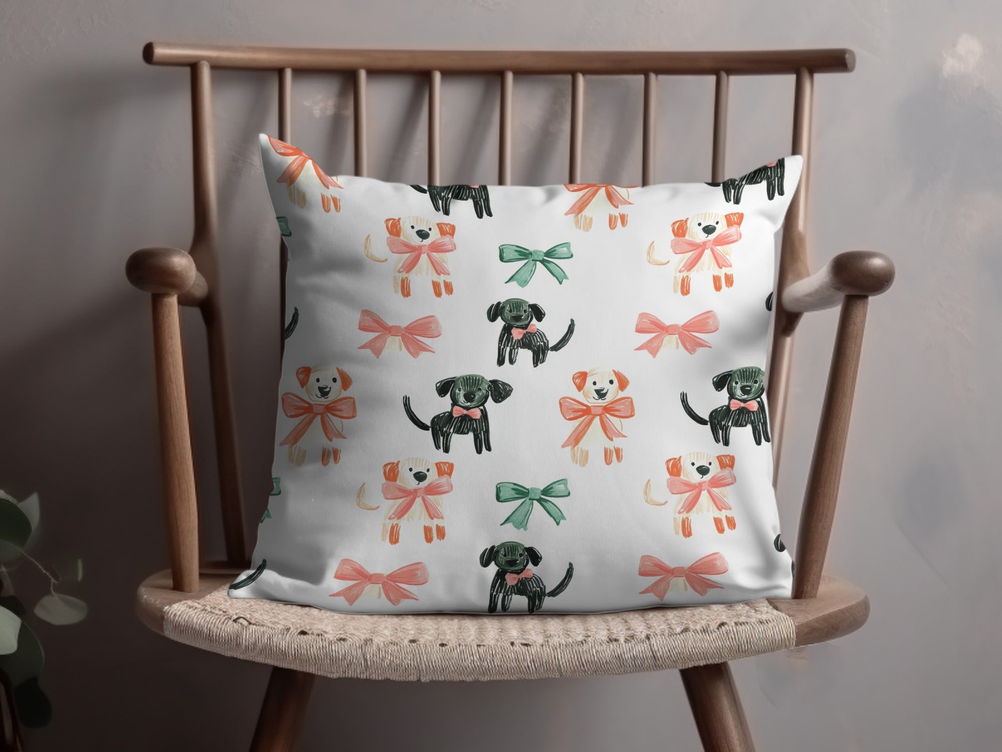 Cute Puppies with Bows and Ribbons Pattern Holiday Digital - Moore and Mountain