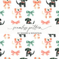 Cute Puppies with Bows and Ribbons Pattern Holiday Digital - Moore and Mountain