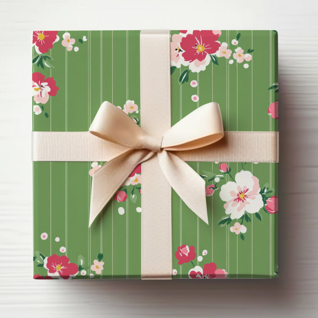 Beautifully Wrapped Floral Gift Box with Bow