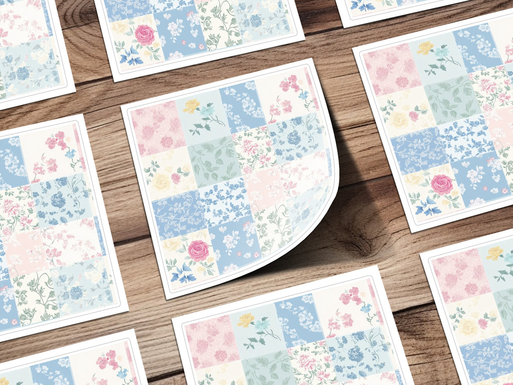 Pastel Floral Patchwork Design Decorative Paper Sheets