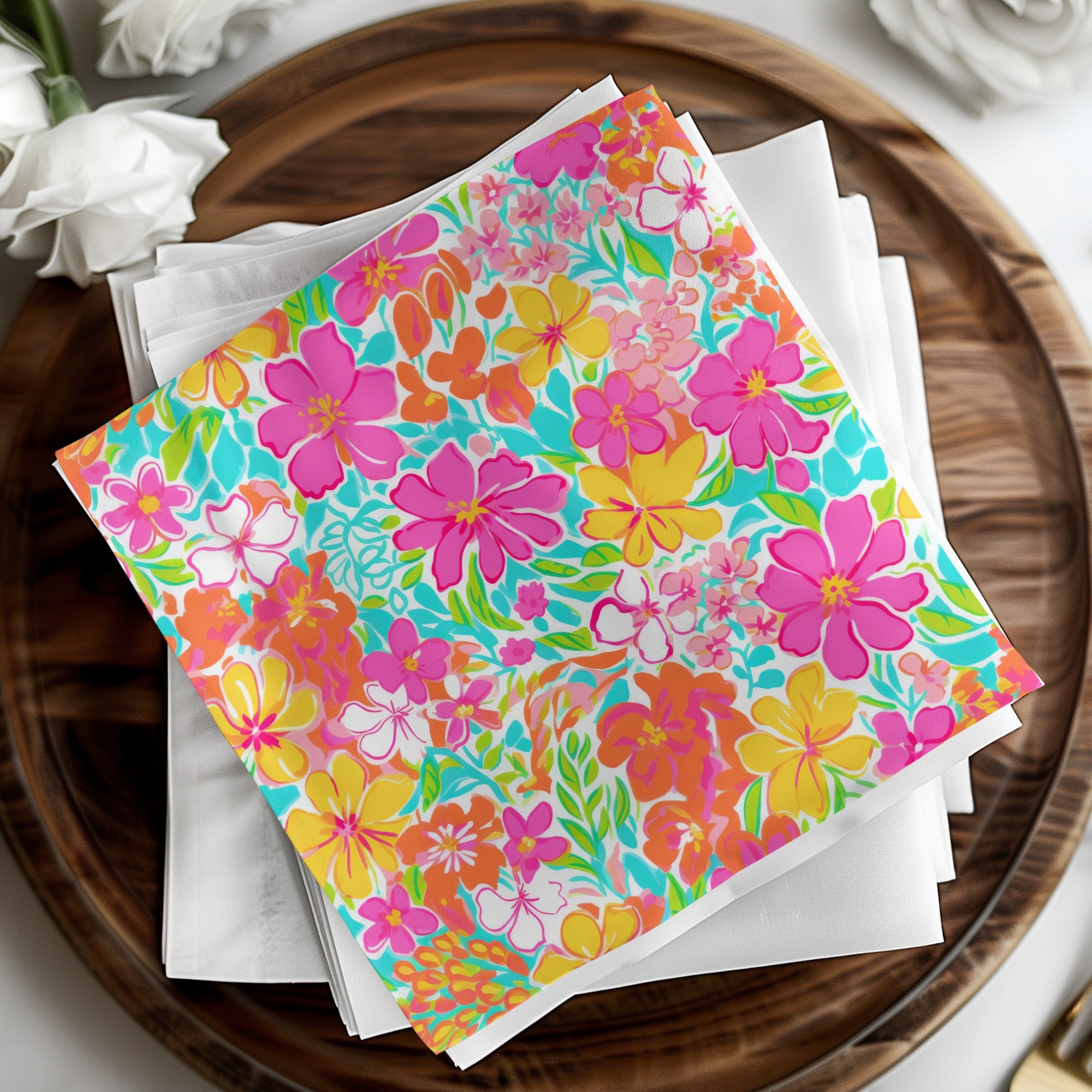 Vibrant Floral Design Table Napkins for Elegant Dining