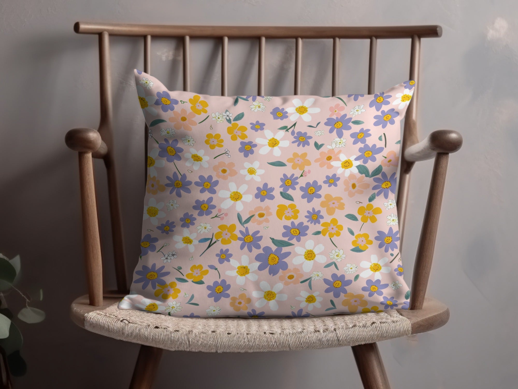Elegant Floral Pattern Accent Pillow for Home Decor