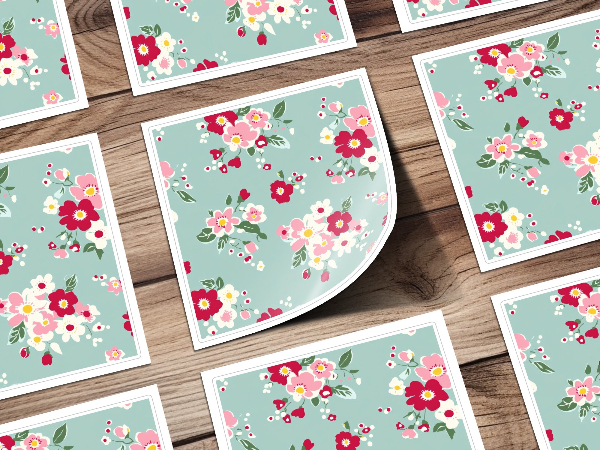 Floral Pattern With Light Blue Background Print