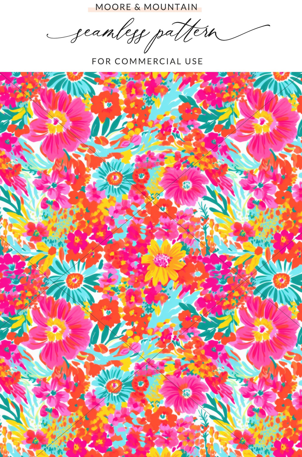 Bright Vibrant Floral Seamless Pattern for Commercial Use
