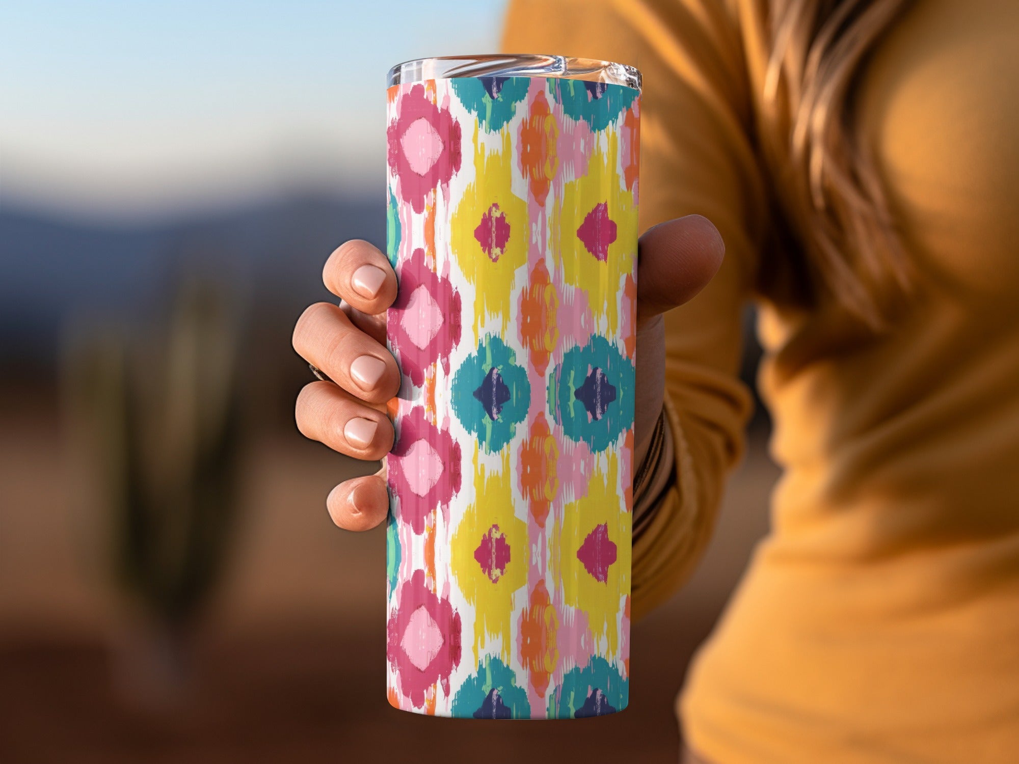 Bright Colorful Patterned Travel Tumbler Cup