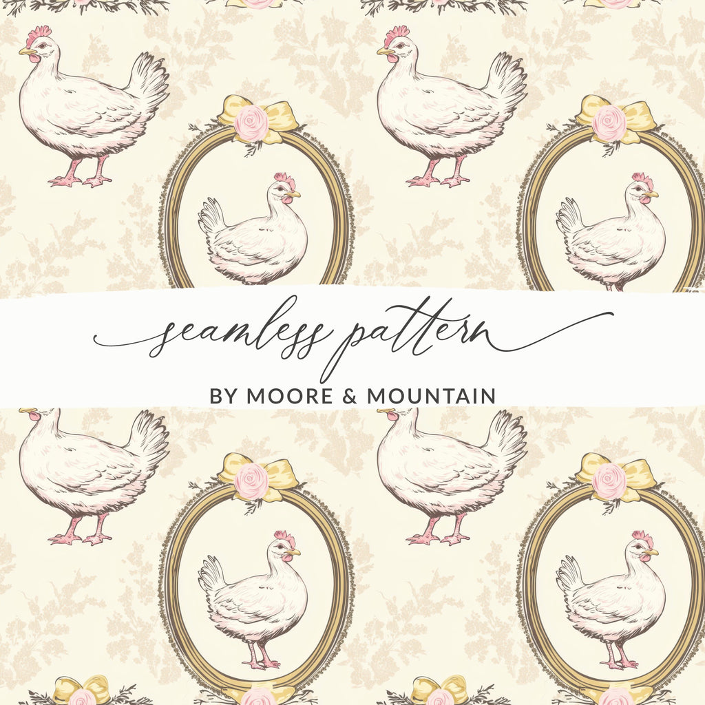 Charming Chicken and Frame Seamless Pattern Design