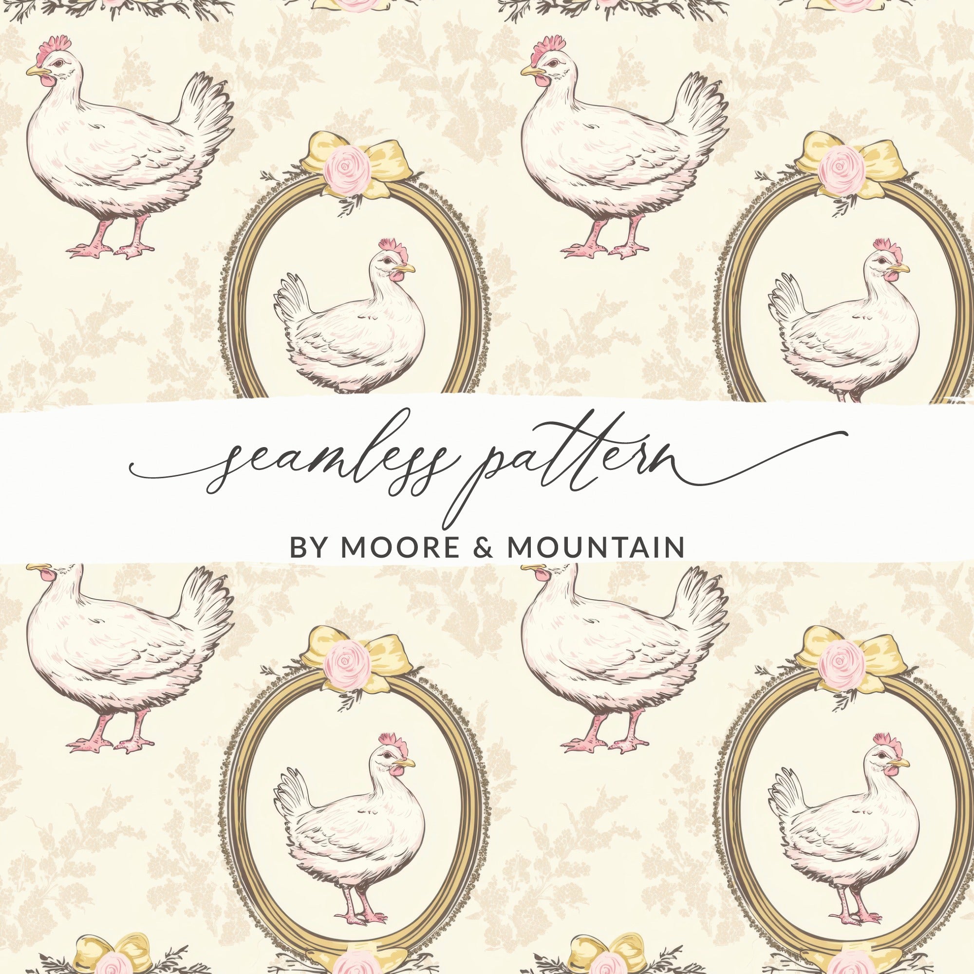 Charming Chicken and Frame Seamless Pattern Design