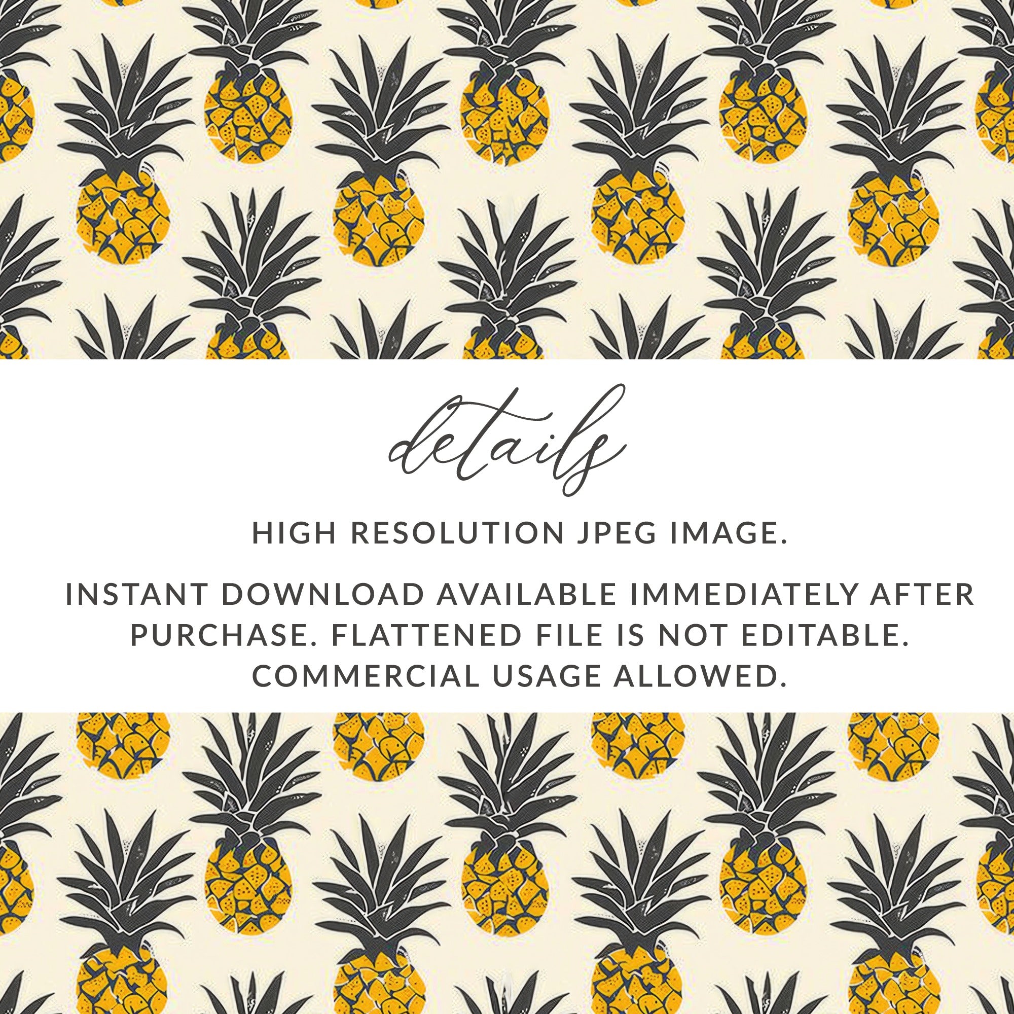 High Resolution Pineapple Pattern JPEG Digital Download