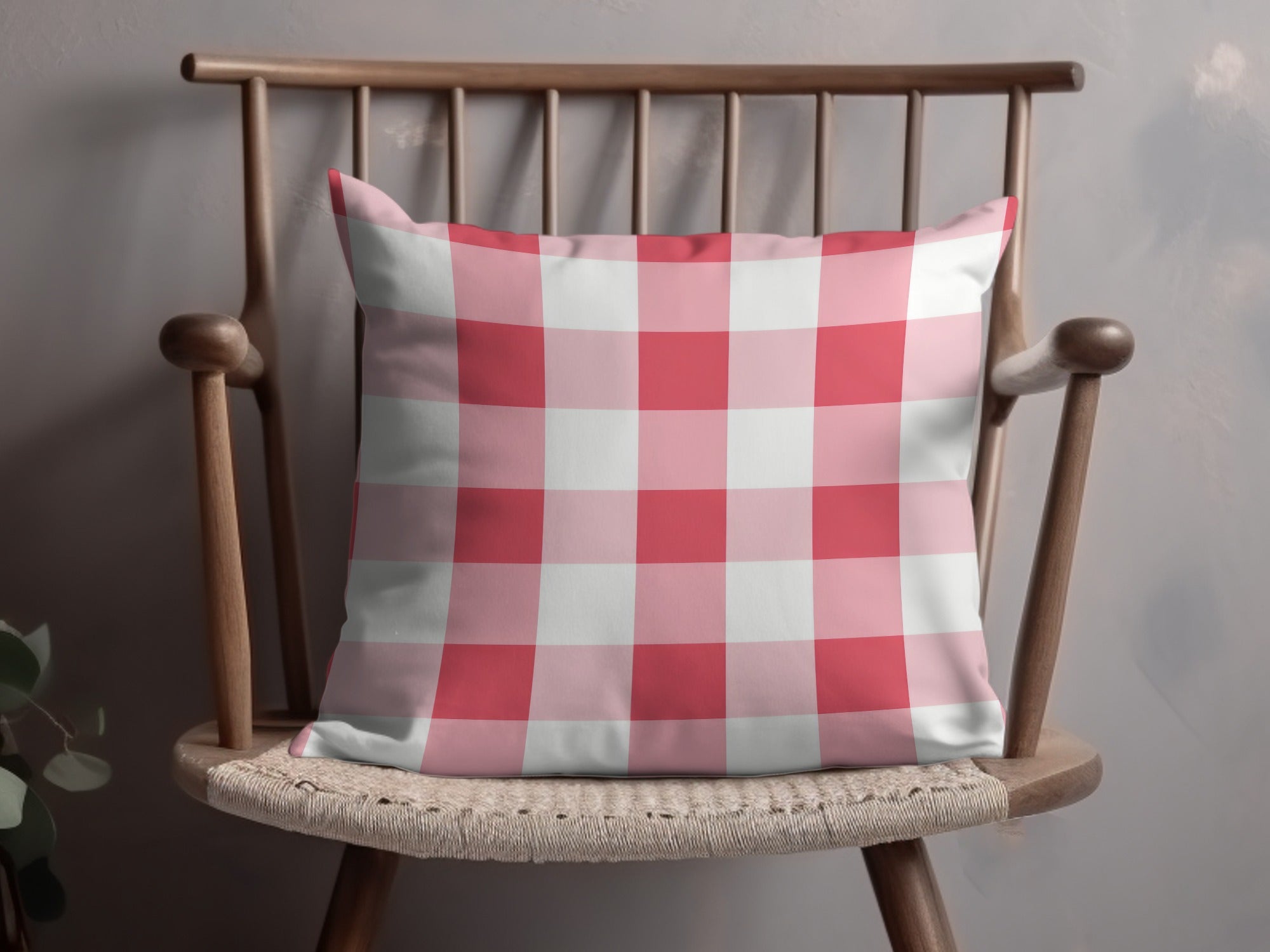 Red and White Checkered Pattern Decorative Pillow