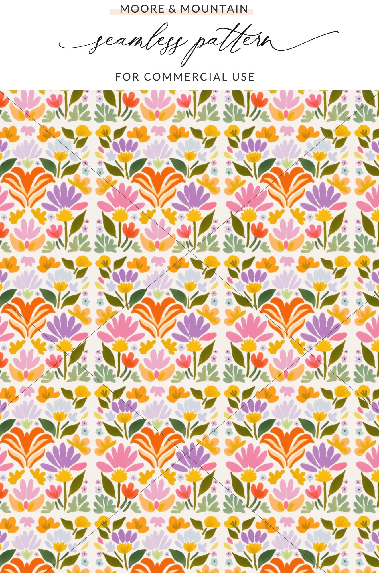 Colorful Floral Seamless Pattern for Commercial Use