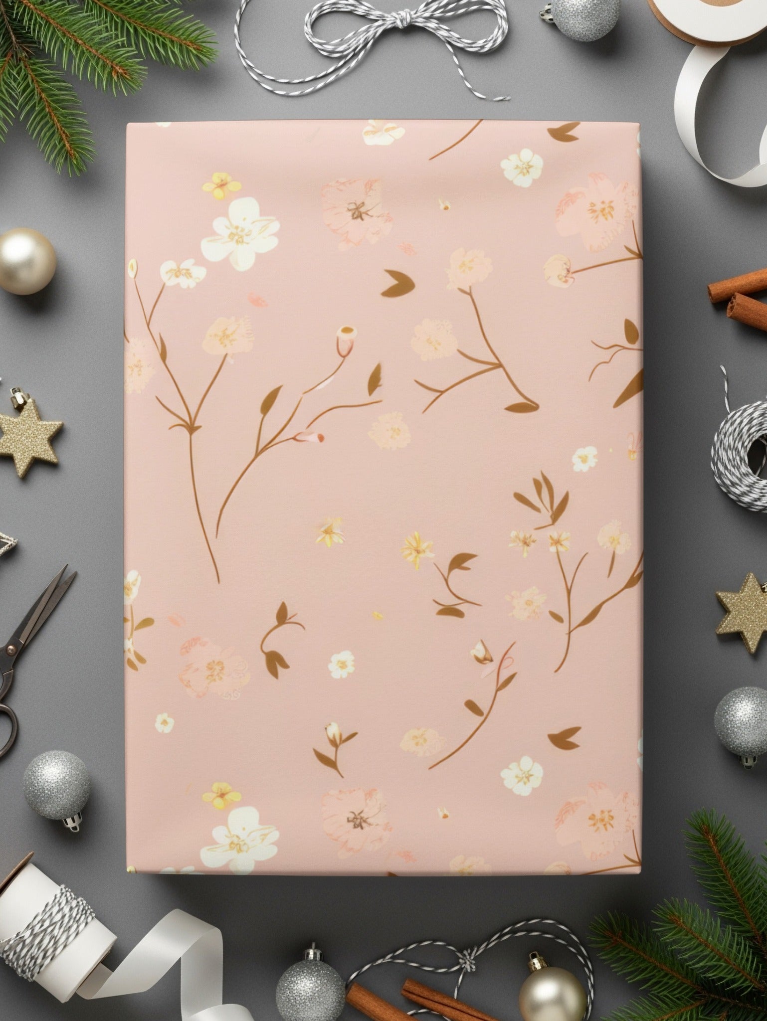 Elegant Pink Floral Wrapping Paper for Holidays and Gifts