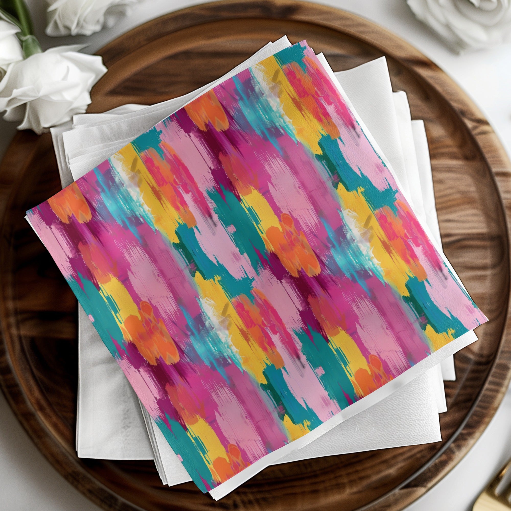 Colorful Abstract Brushstroke Design Napkin Set