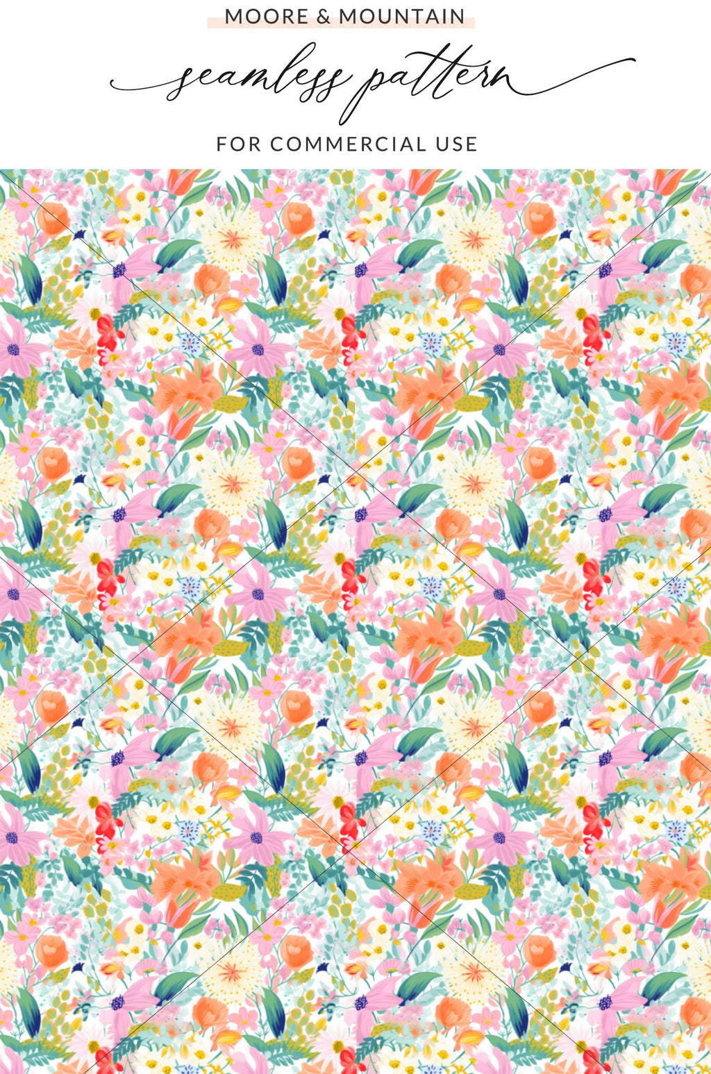 Floral Watercolor Seamless Pattern for Commercial Use