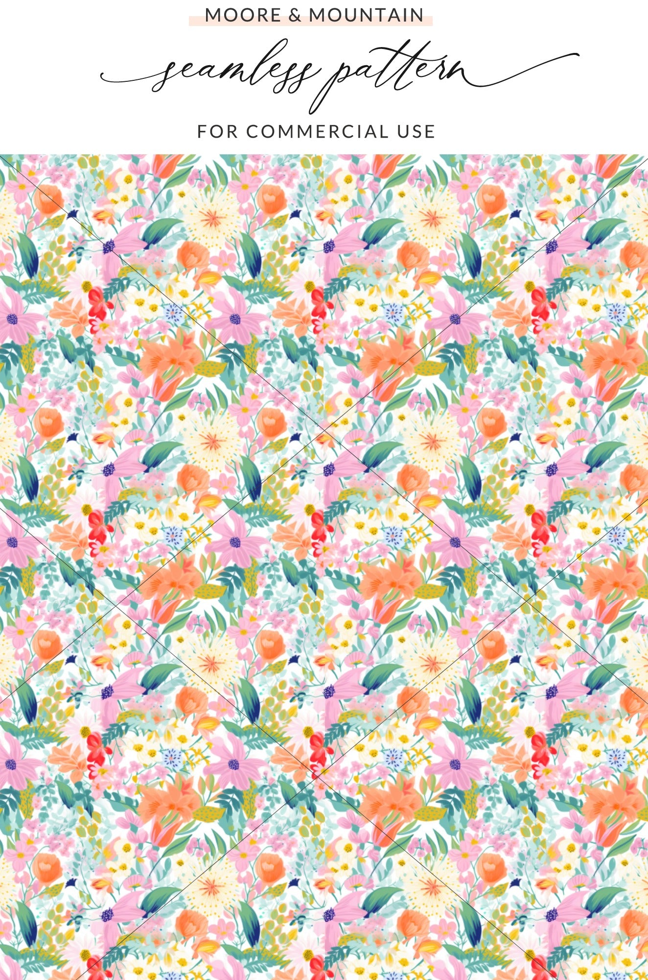 Floral Watercolor Seamless Pattern for Commercial Use