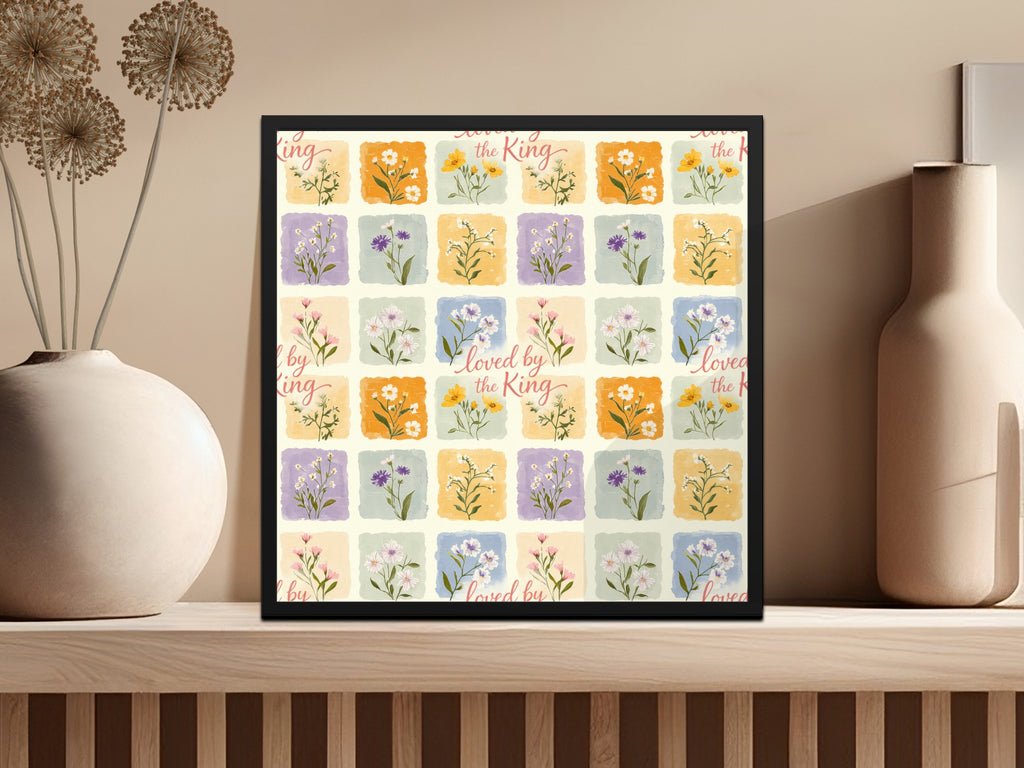 Loved by the King Floral Patterned Wall Art Decor