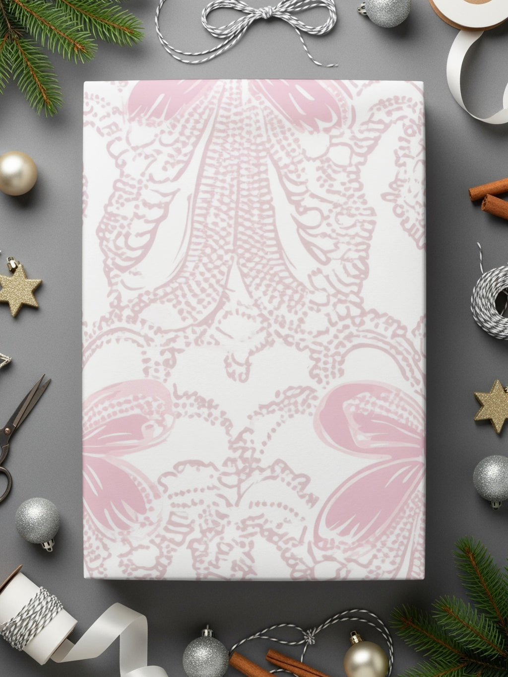 Elegant Pink Patterned Gift Wrapping Paper for Holidays
