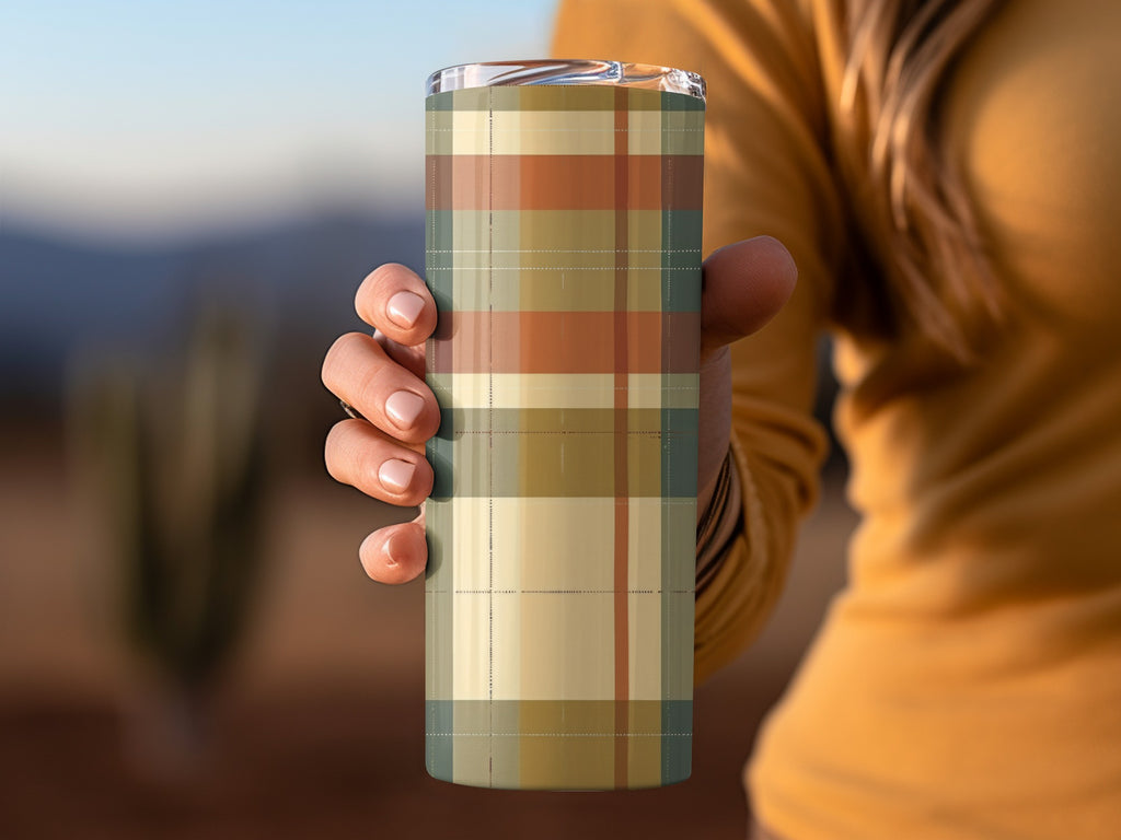 Autumn Plaid Tumbler Insulated Beverage Holder Cup