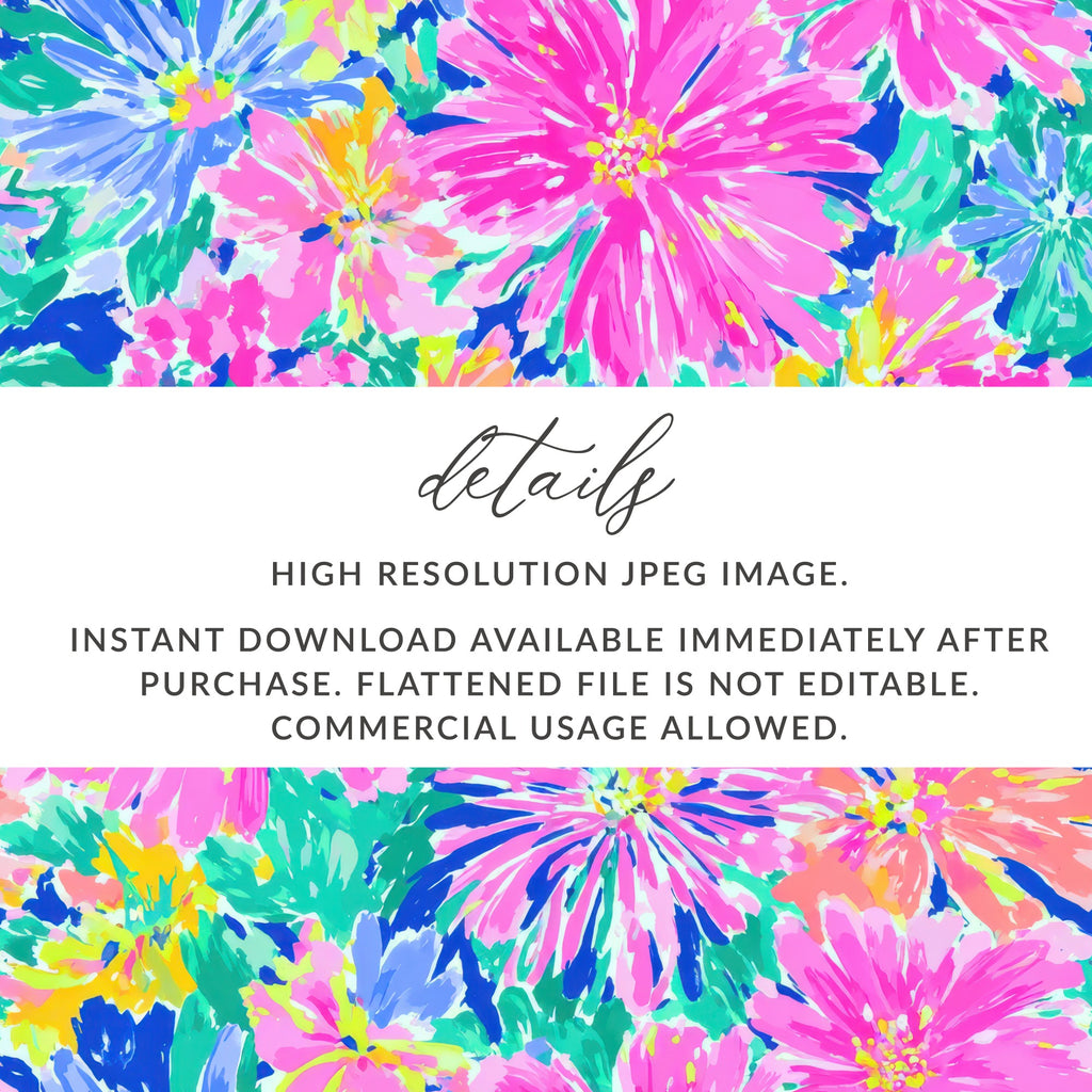 Floral pattern with text about download and usage.