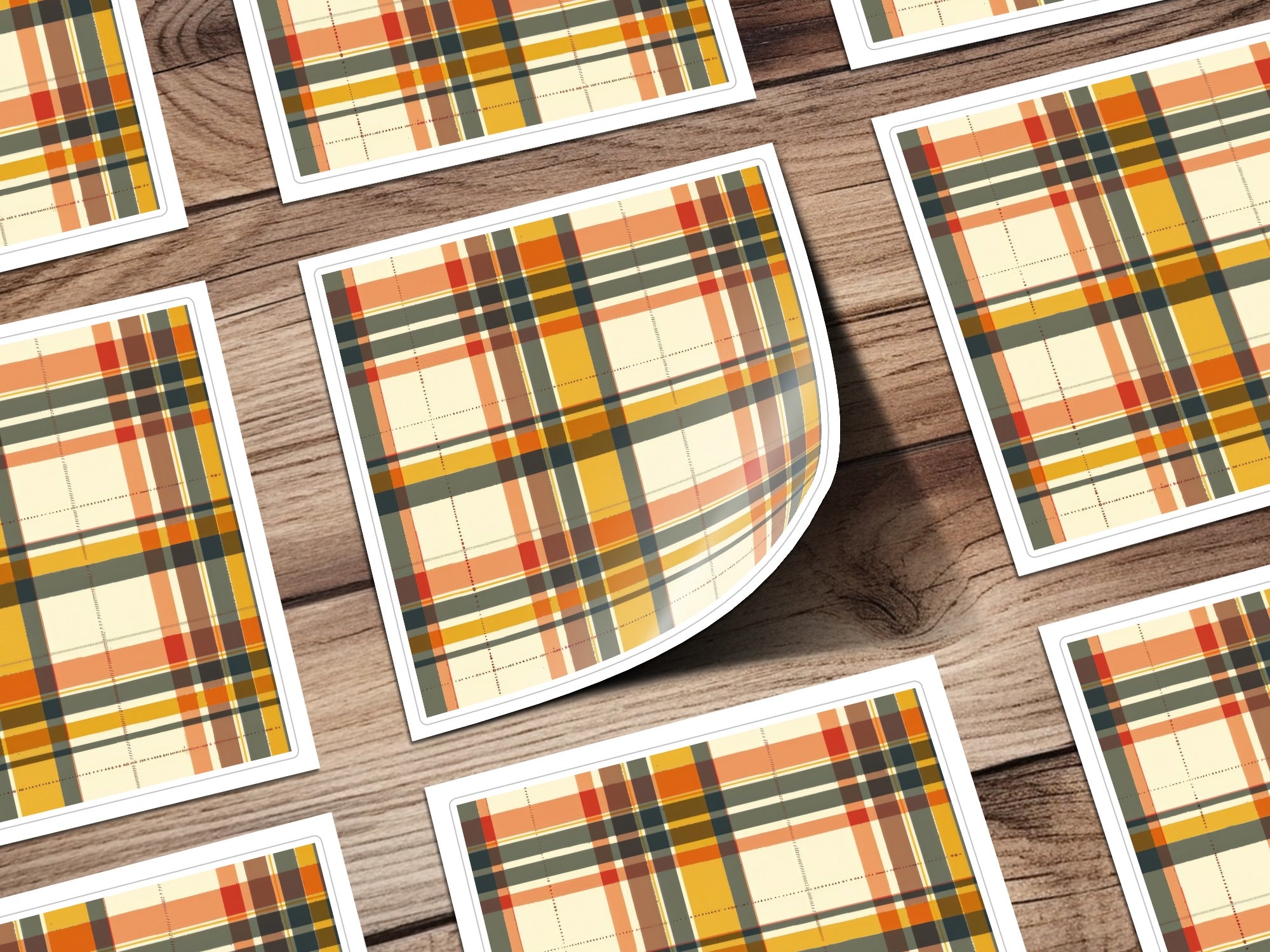 Vibrant Multicolor Plaid Pattern Sticker Sheet