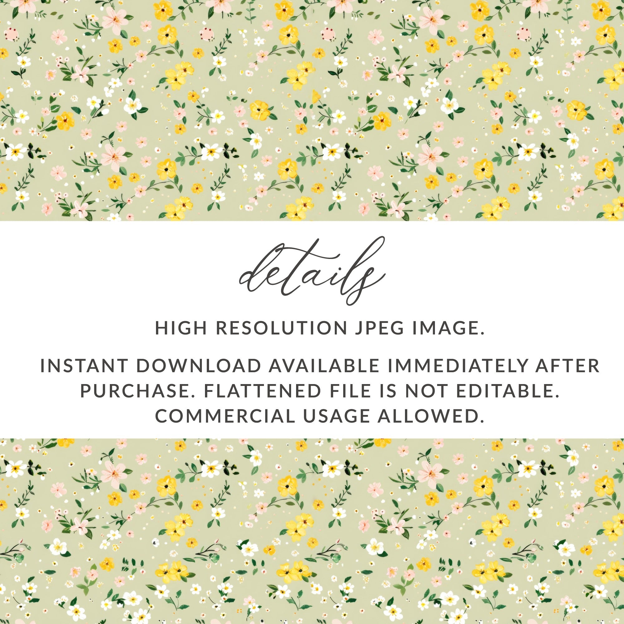 Yellow Floral High Resolution JPEG Instant Download