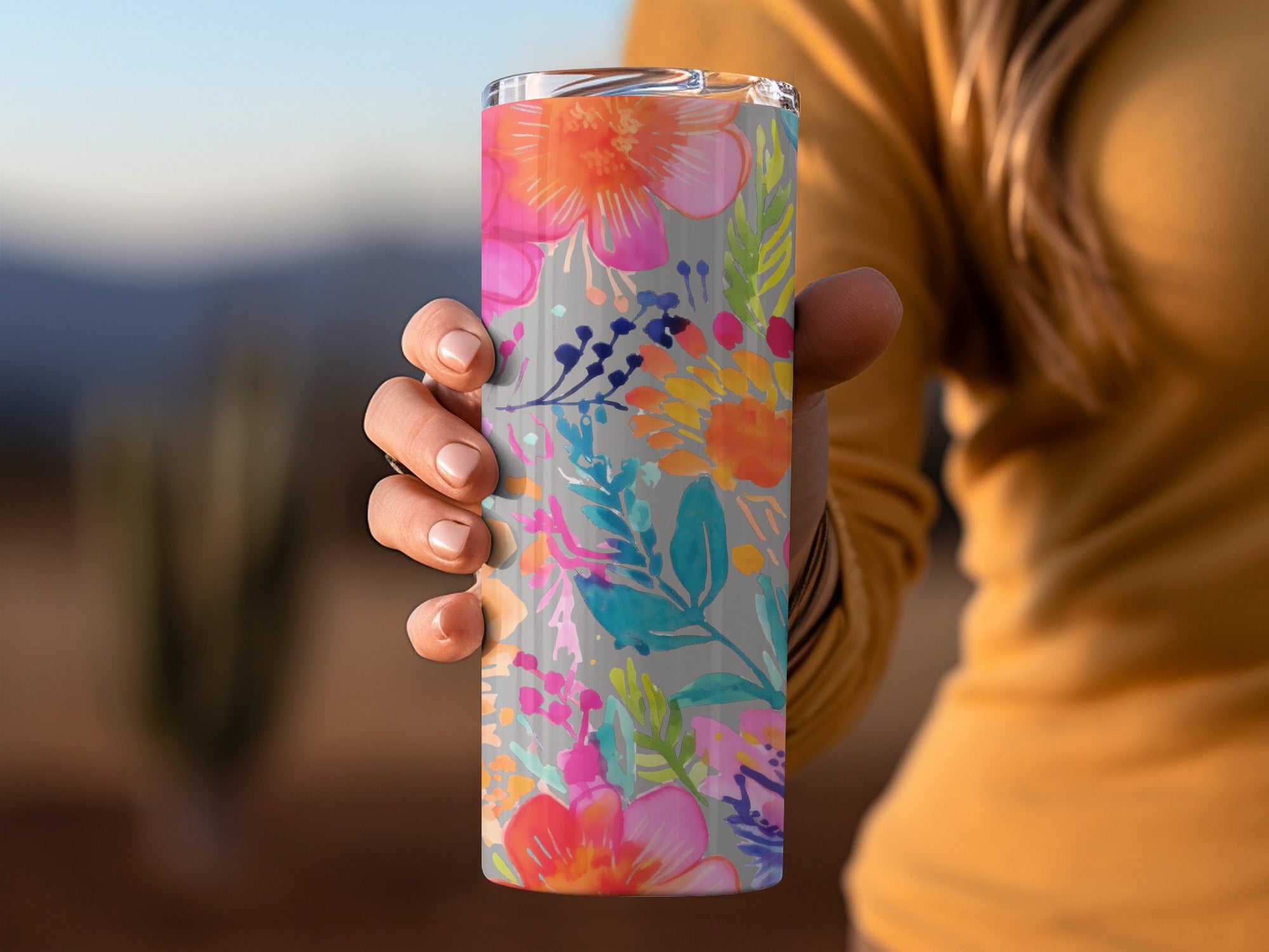 Colorful Floral Insulated Tumbler Travel Mug