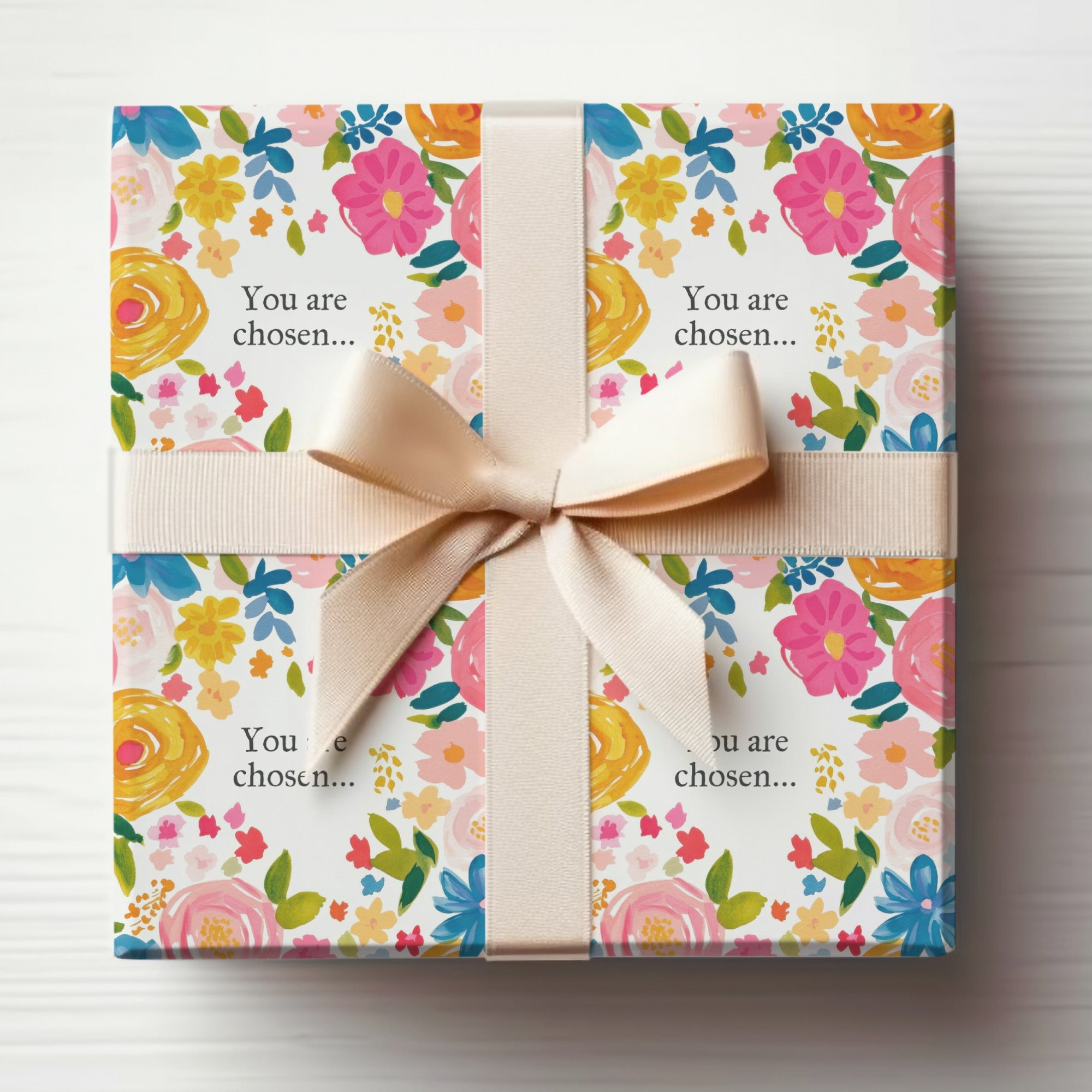 You Are Chosen Floral Gift Wrap with Ribbon for Gifts