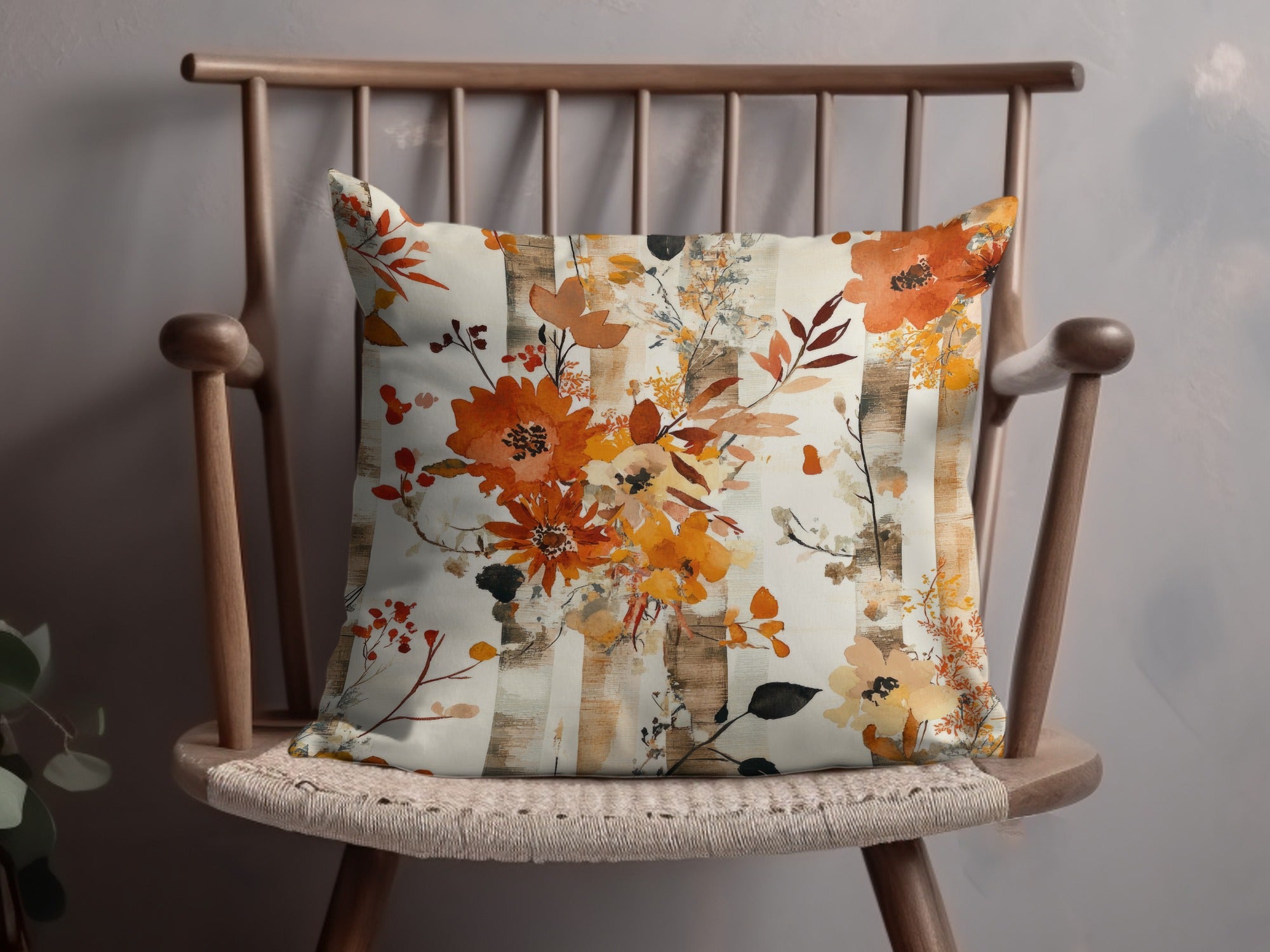 Autumn Floral Pattern Decorative Cushion for Home Decor