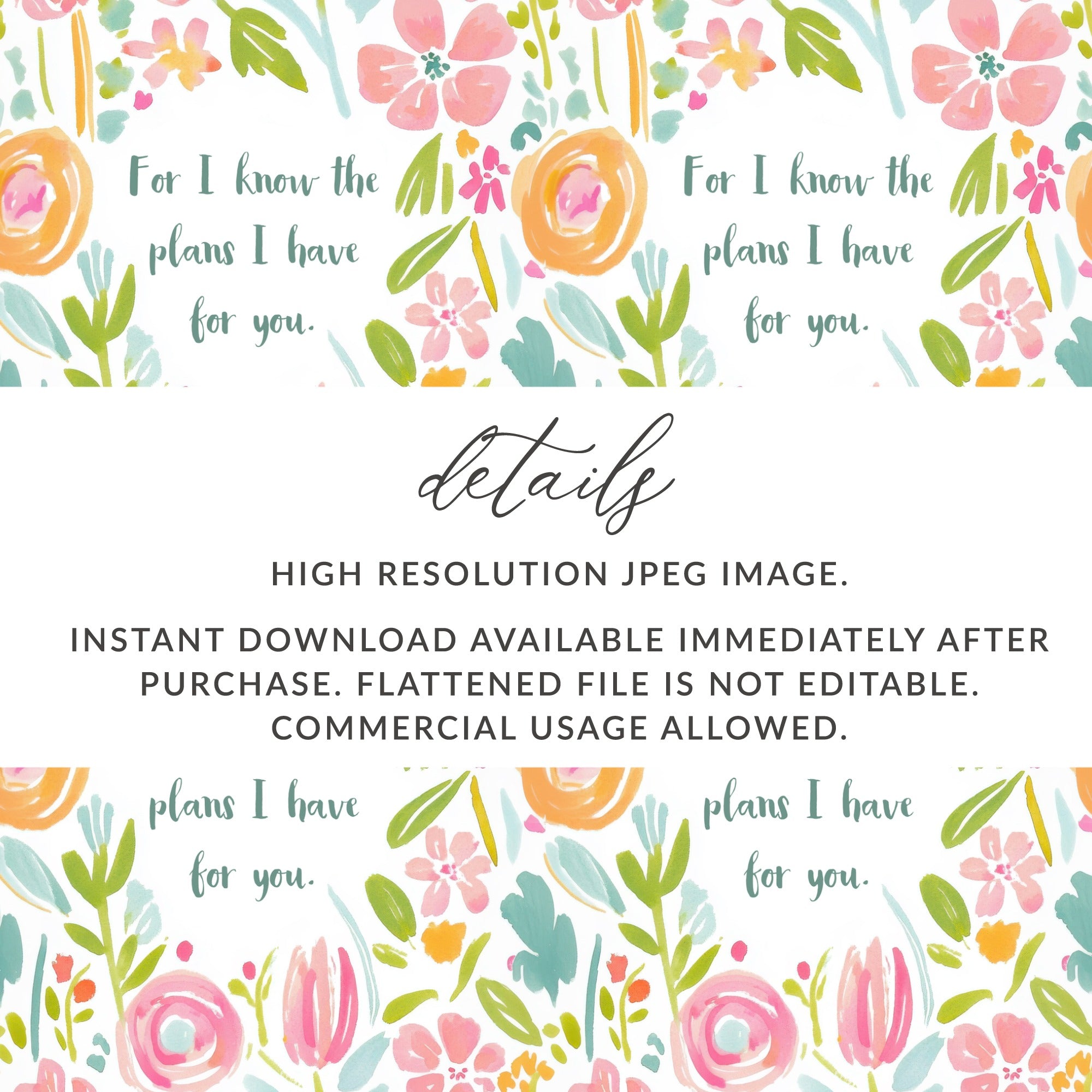 Floral High Resolution JPEG Instant Download Image