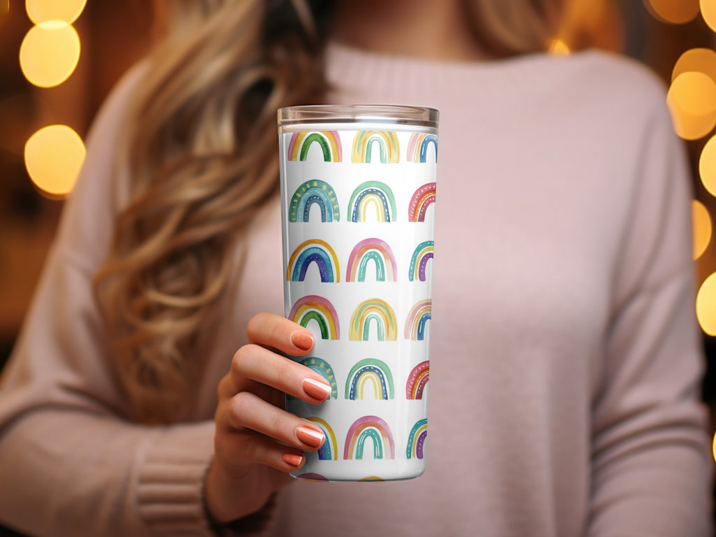 Colorful Rainbow Pattern Insulated Travel Tumbler Cup